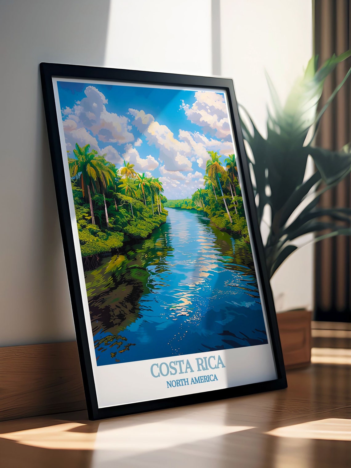 Costa Rica Rainforest River Palm Trees Jungle Travel Art Poster - Image 2