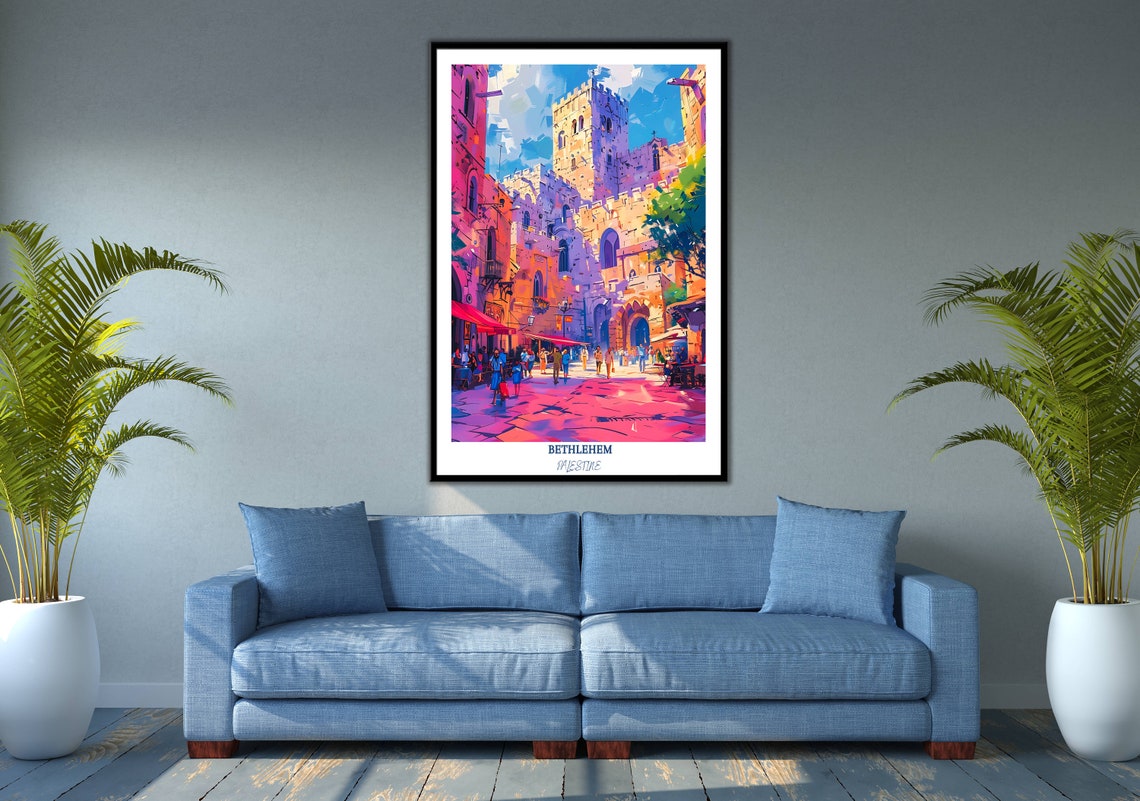 Palestine Wall Art Bethlehem Church Of The Nativity Palestine Travel Gift Vintage Travel Poster Printable City Poster - Image 3