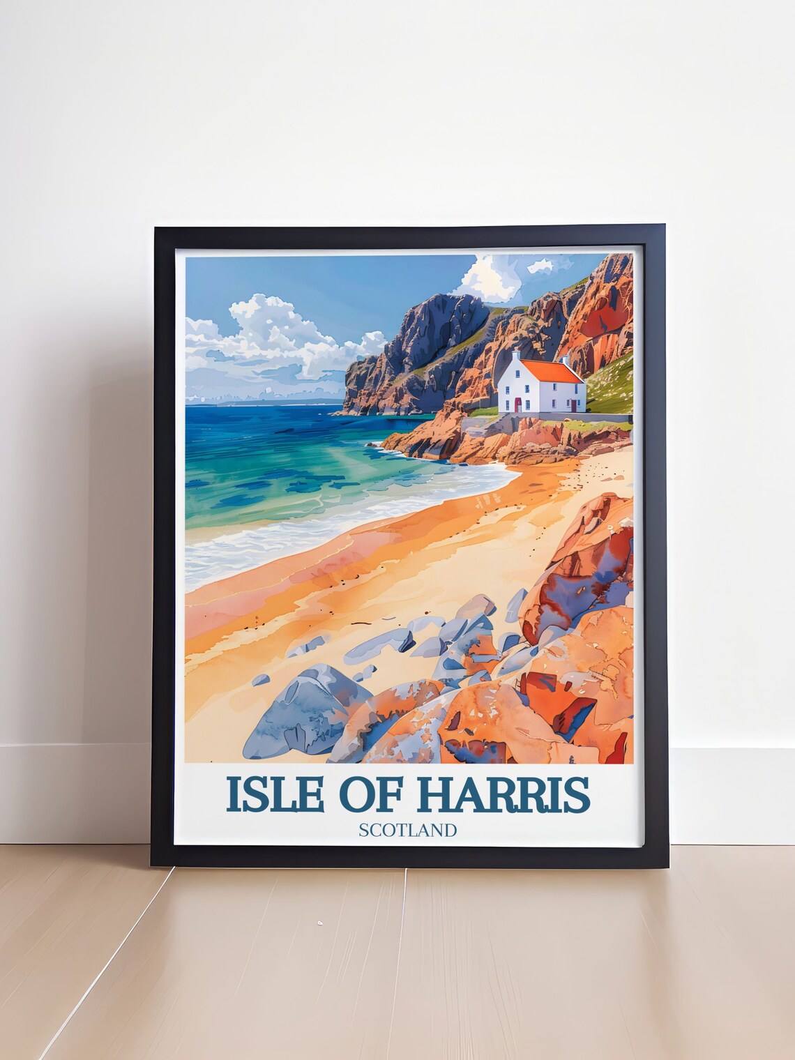 Isle Of Harris White Cottage Beside Rocky Beach Scotland Poster - Image 4