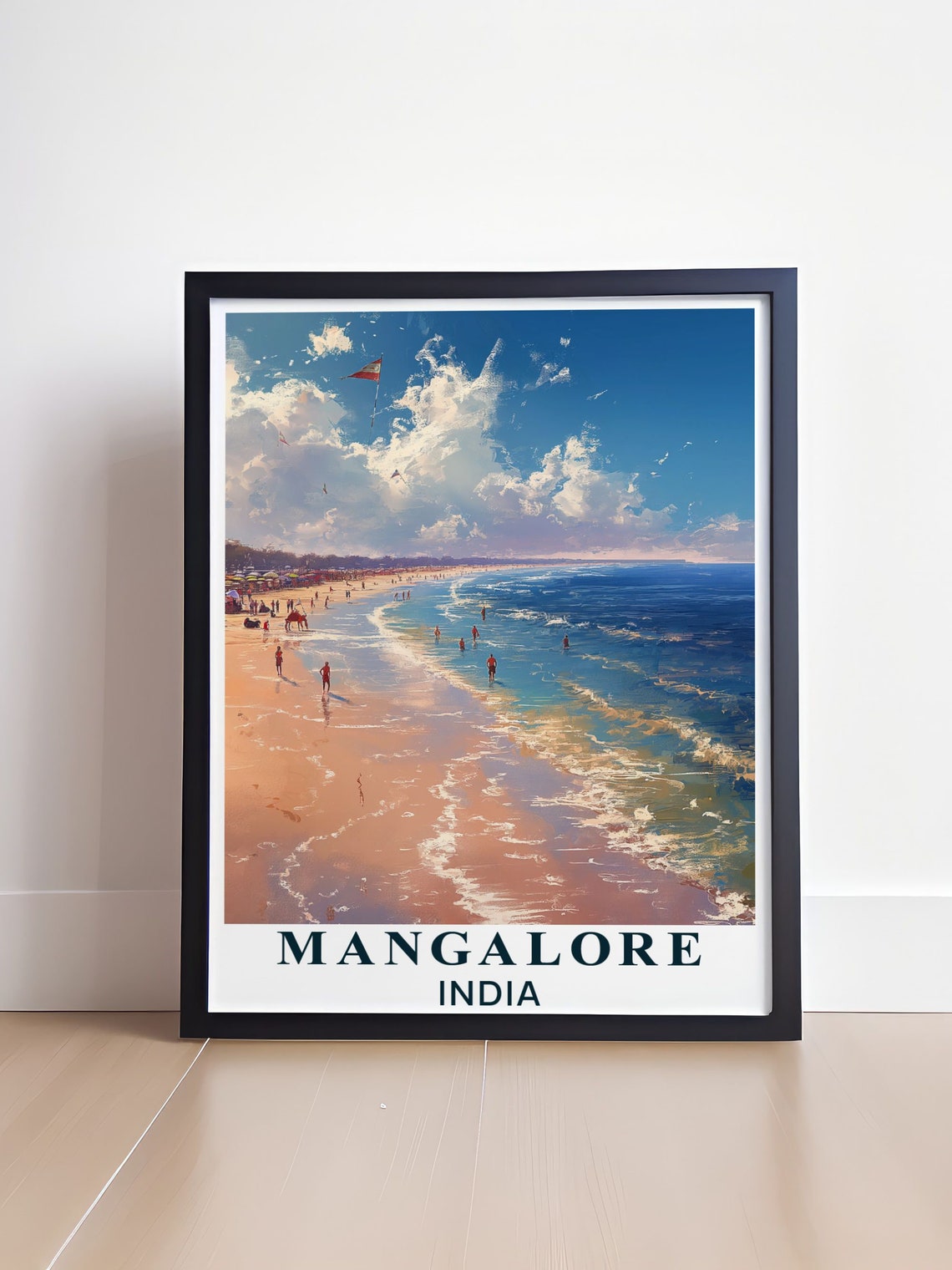 Mangalore India Golden Sand Beach Waves Kites Coastal Travel Poster - Image 4