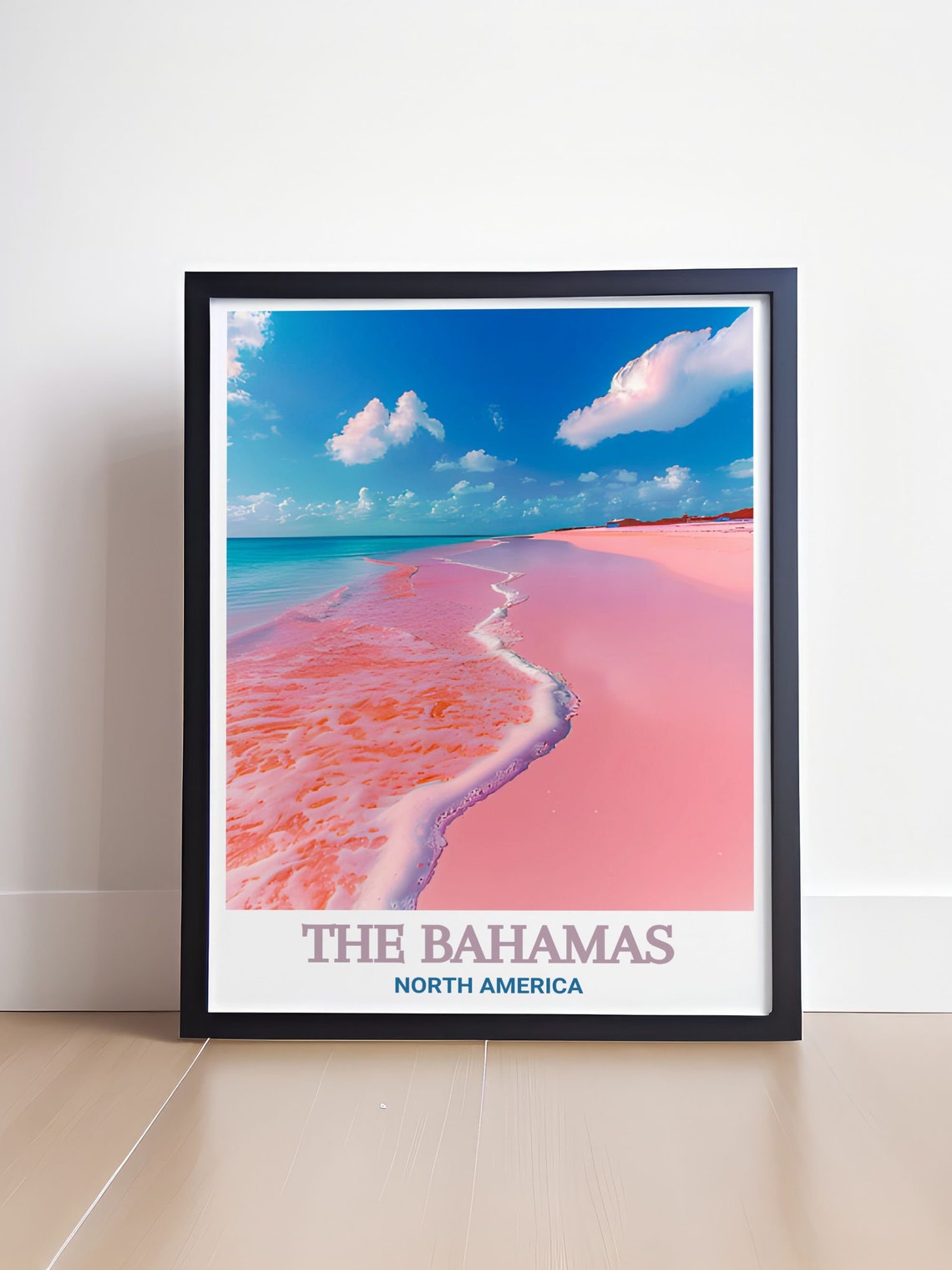 The Bahamas Pink Sand Beach Surf Under Turquoise Waves Poster - Image 4