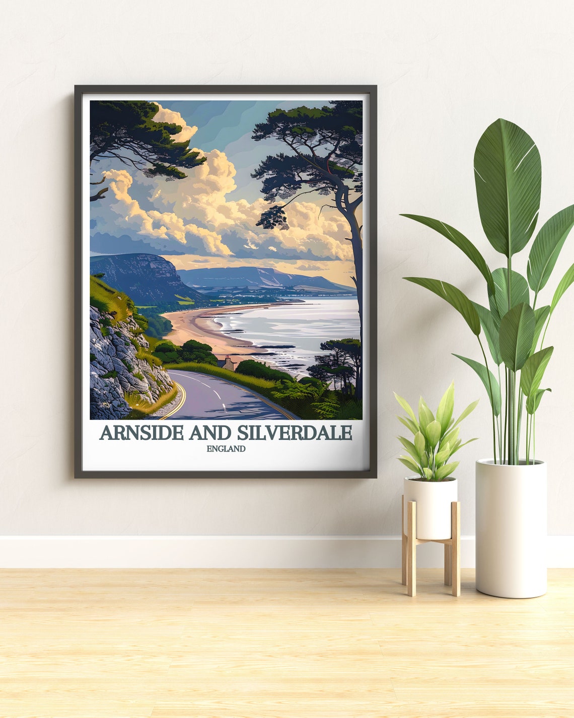 Arnside And Silverdale England Travel Poster Coastal Road Bay View - Image 3