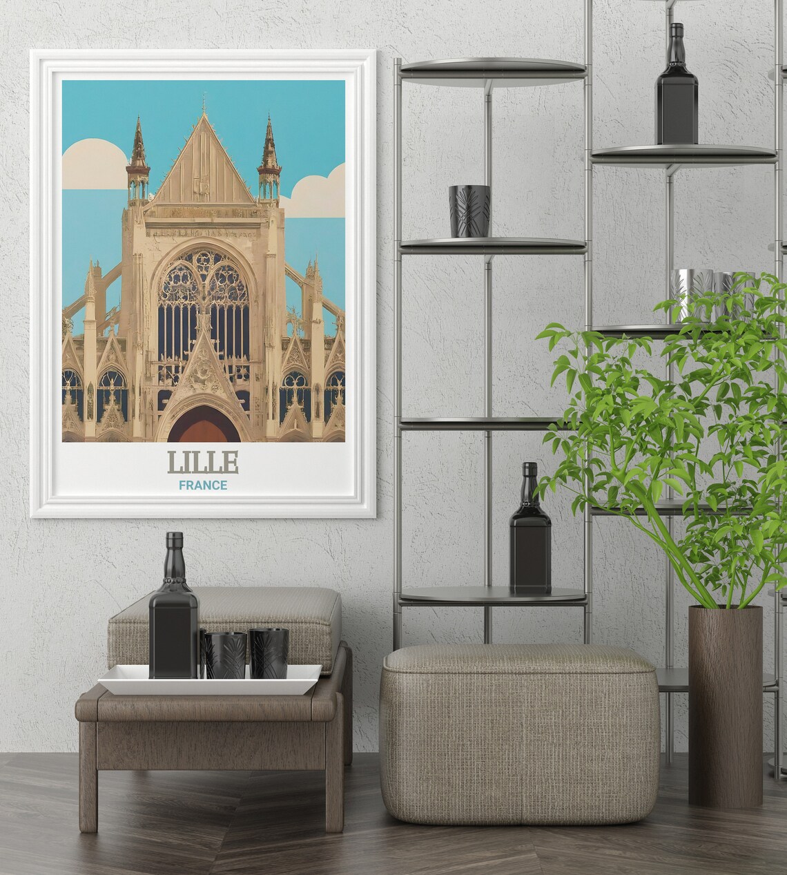 Lille France Saint Maurice Church Gothic Facade Detail Art Poster - Image 2