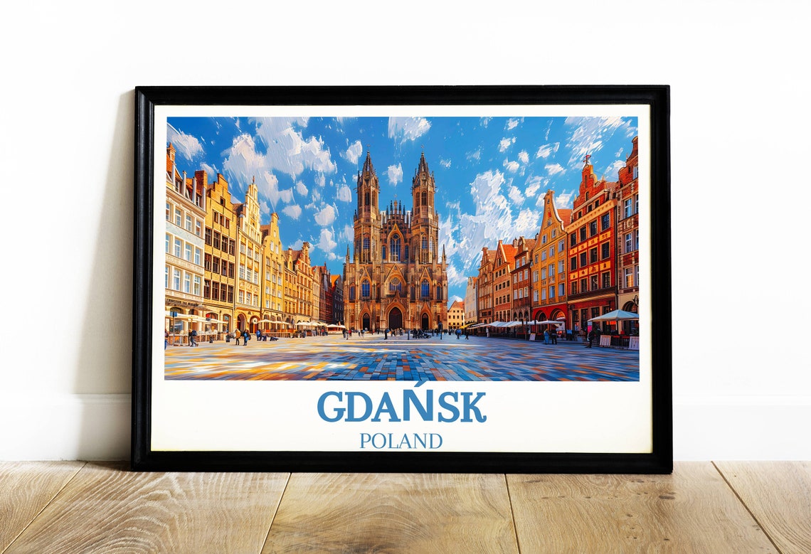 Gdansk Poland Old Town Square Gothic Cathedral Summer Poster - Image 4