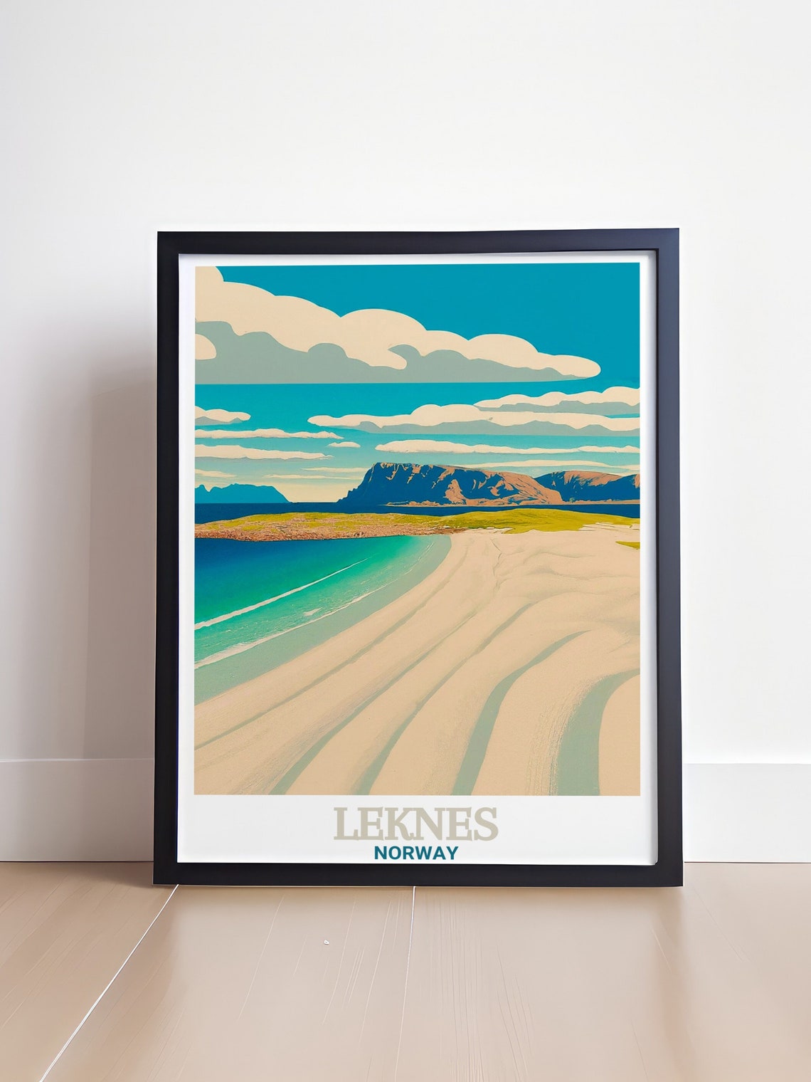 Leknes Norway Haukland Beach White Sand Coastline Travel Poster - Image 4
