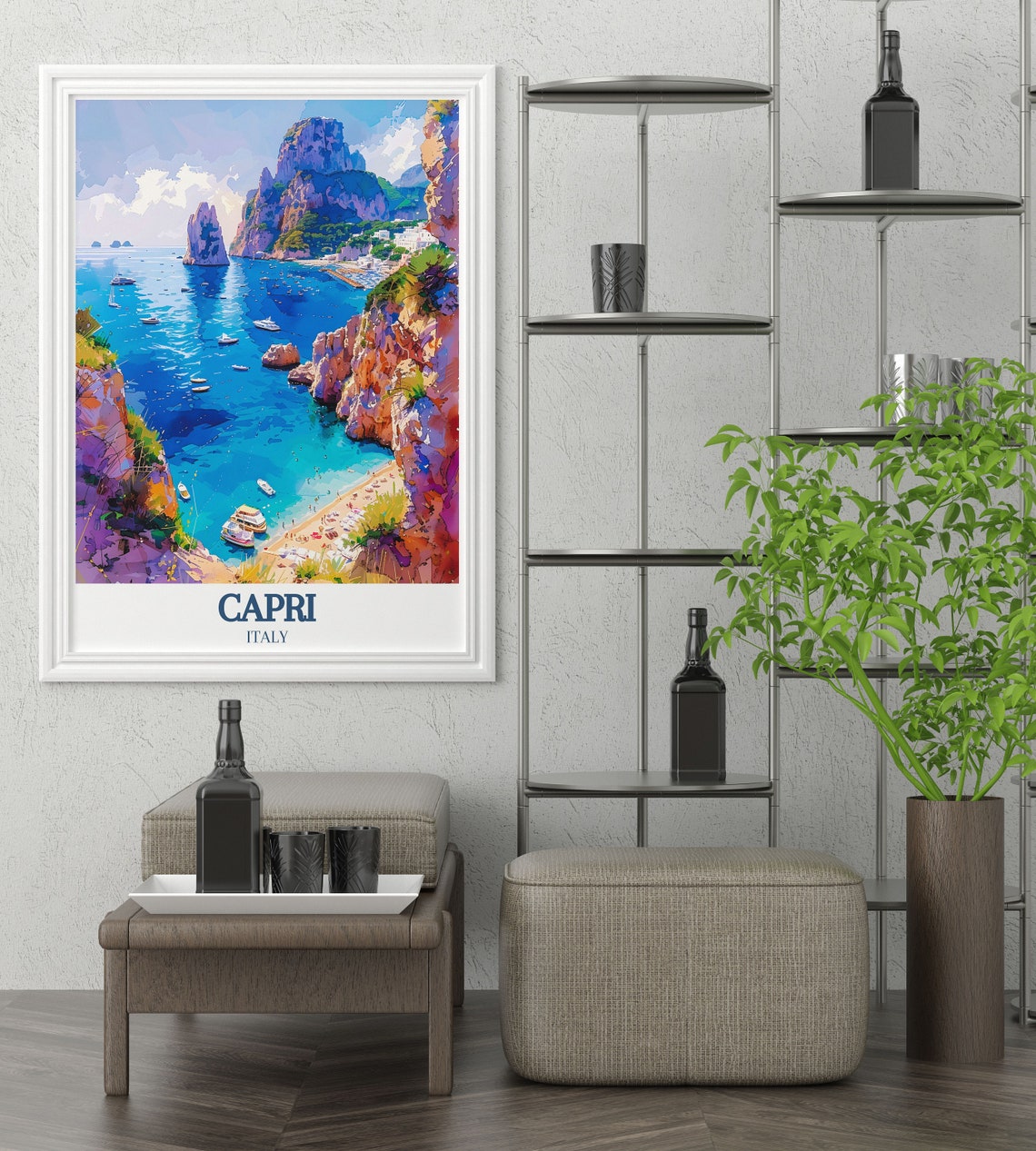 Capri Faraglioni Rocks Turquoise Coastline Italy Travel Poster - Image 3