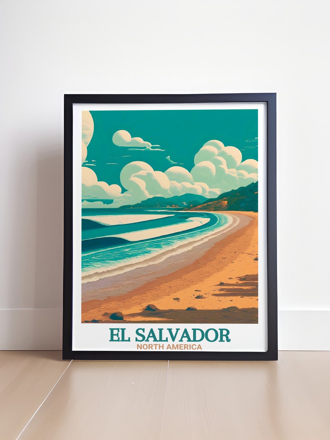 El Salvador El Tunco Beach Crescent Coast Surf Travel Poster - Image 4