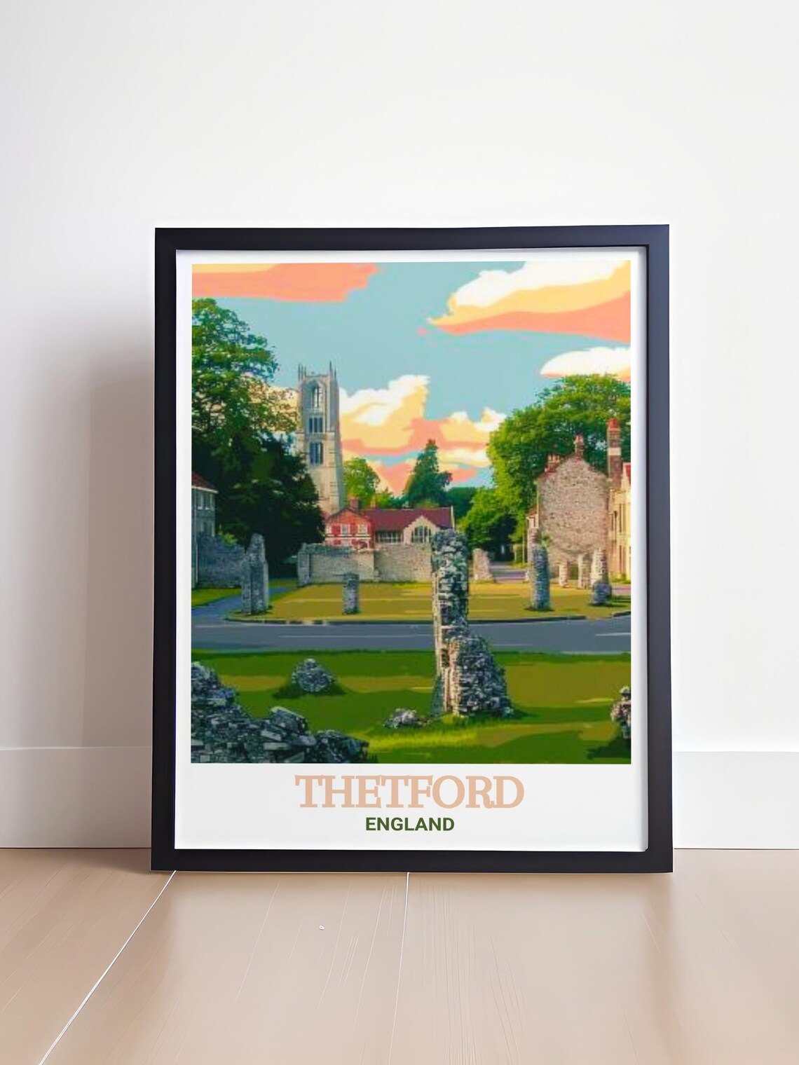 Thetford Priory Ancient Stone Ruins England Vintage Travel Poster - Image 4
