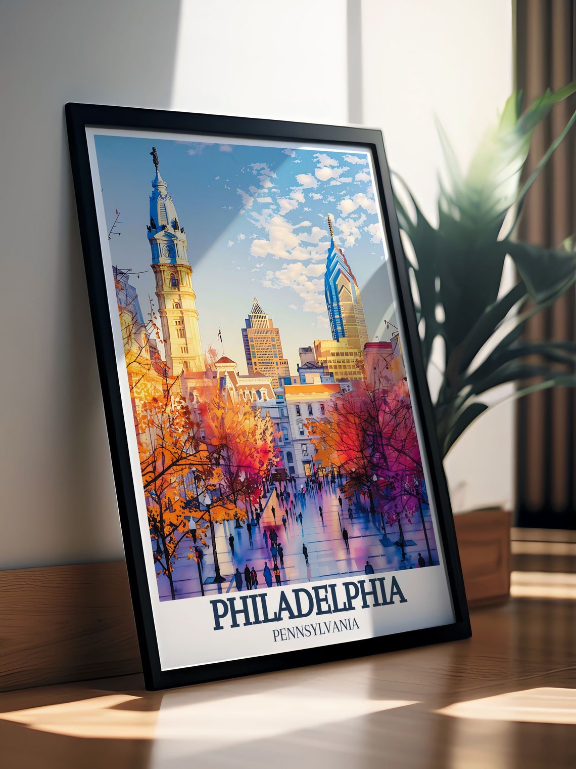 Philadelphia Autumn Day City Hall Skyline Pennsylvania Poster - Image 2