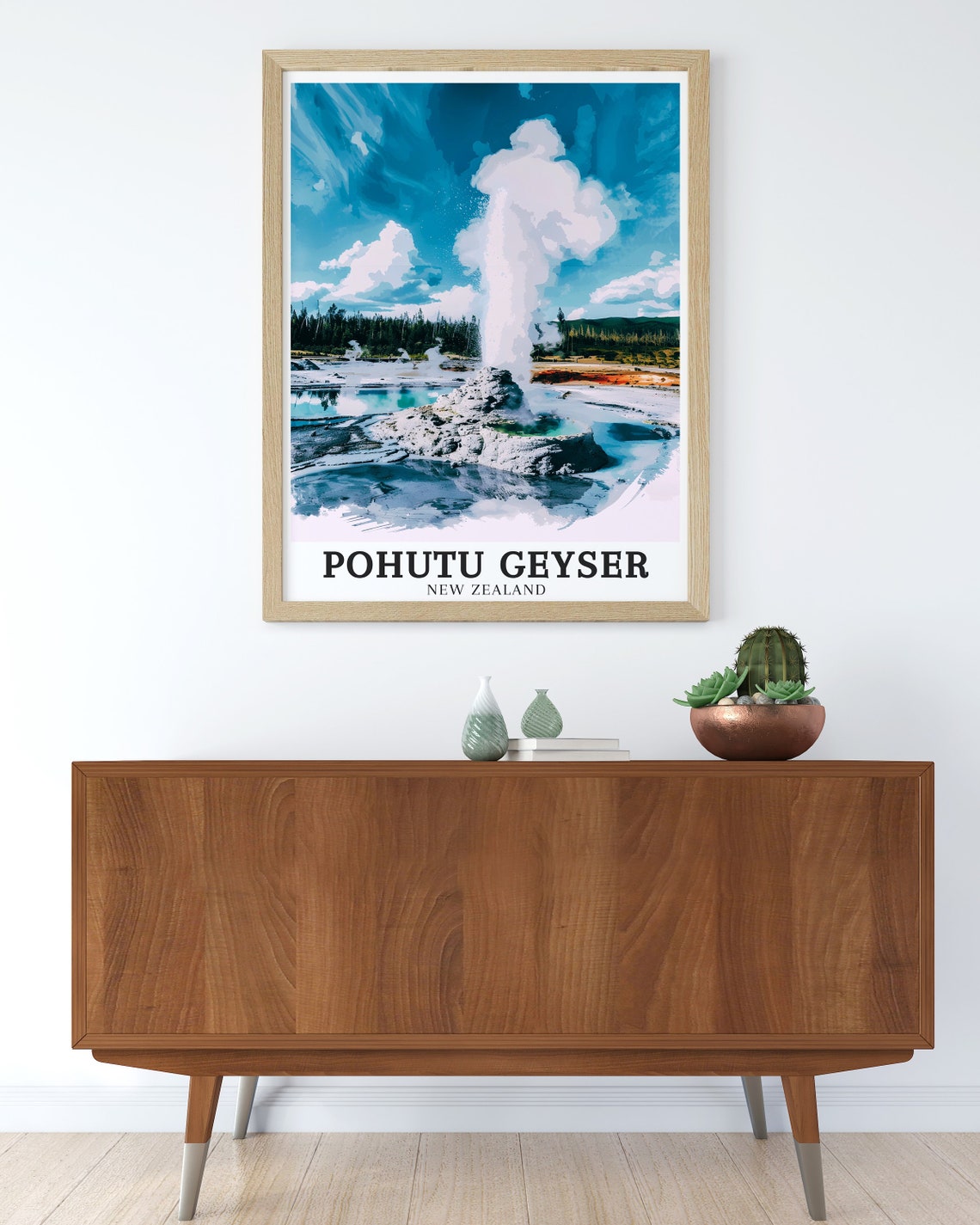 Pohutu Geyser New Zealand Towering Eruption Cone View Poster - Image 2