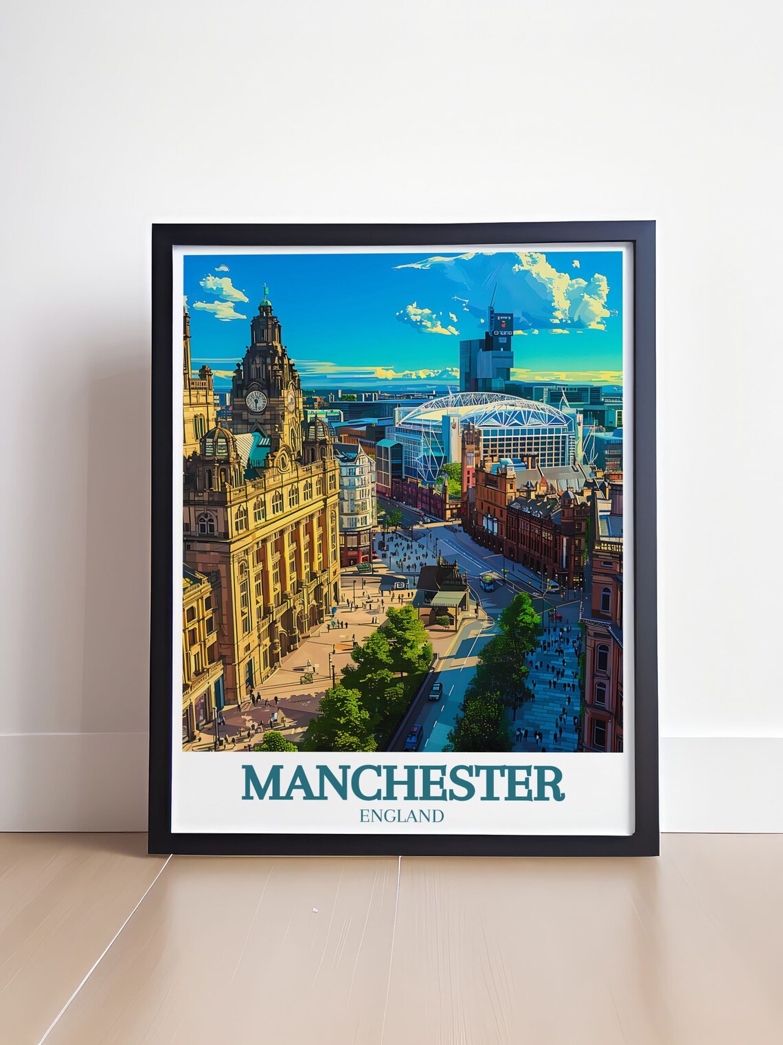 Manchester City Centre Town Hall Crowded Square England Poster - Image 4