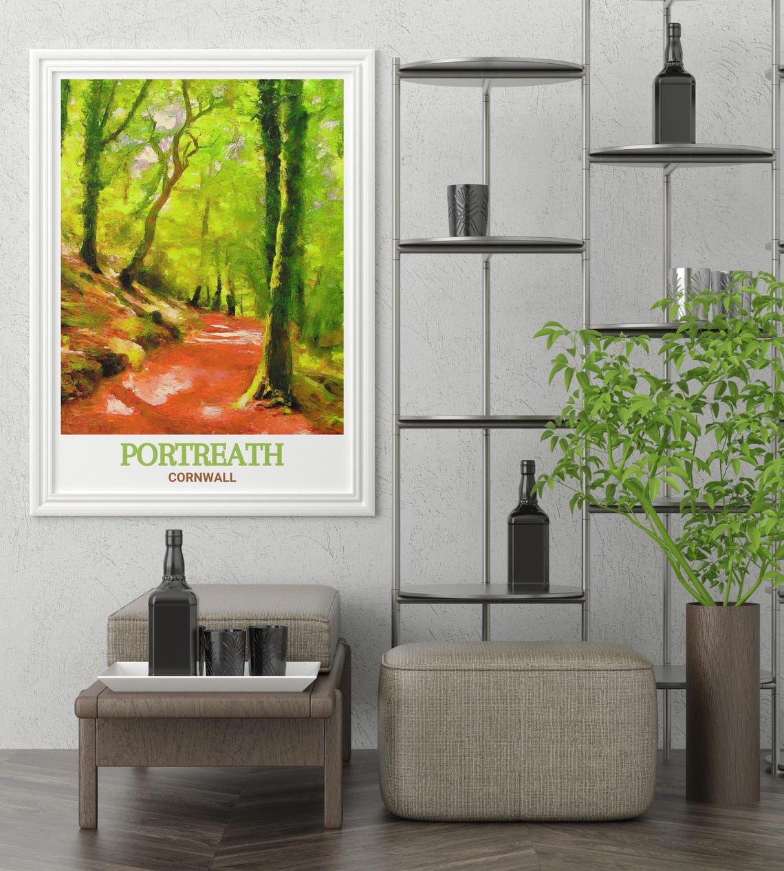 Portreath Cornwall Sunlit Forest Path Woodland Travel Poster - Image 2