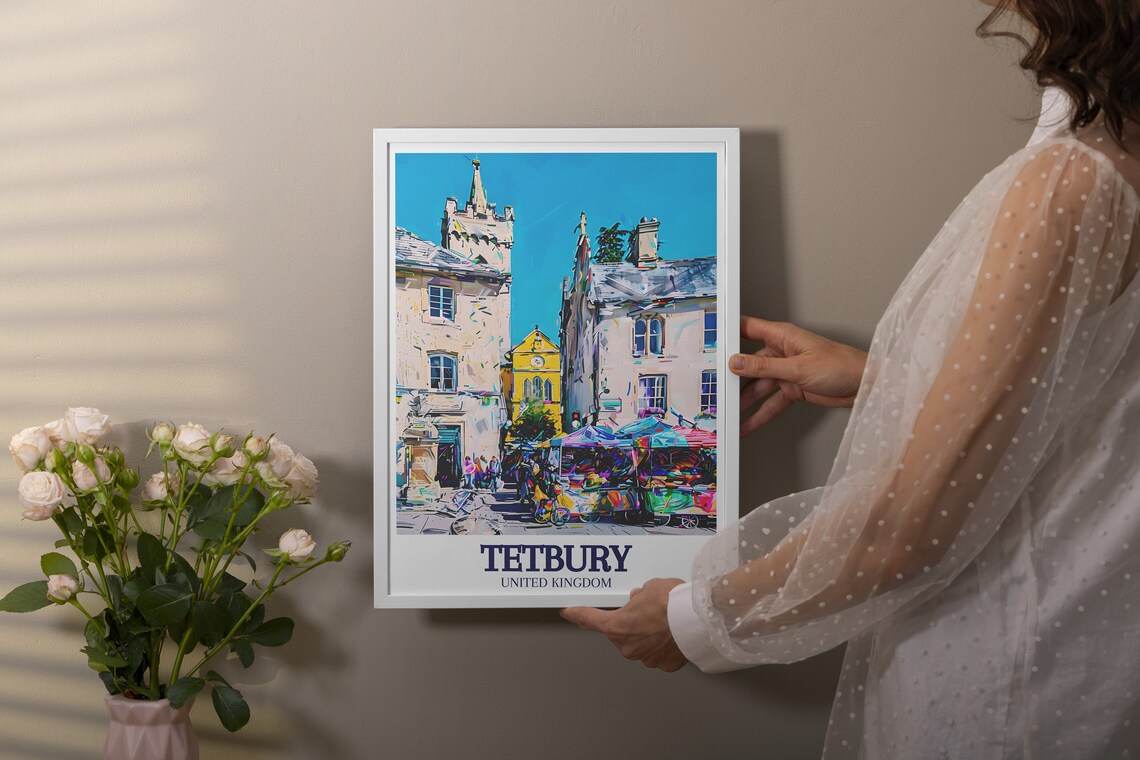 Tetbury Market Square Colorful England Cotswolds Travel Art Poster - Image 3
