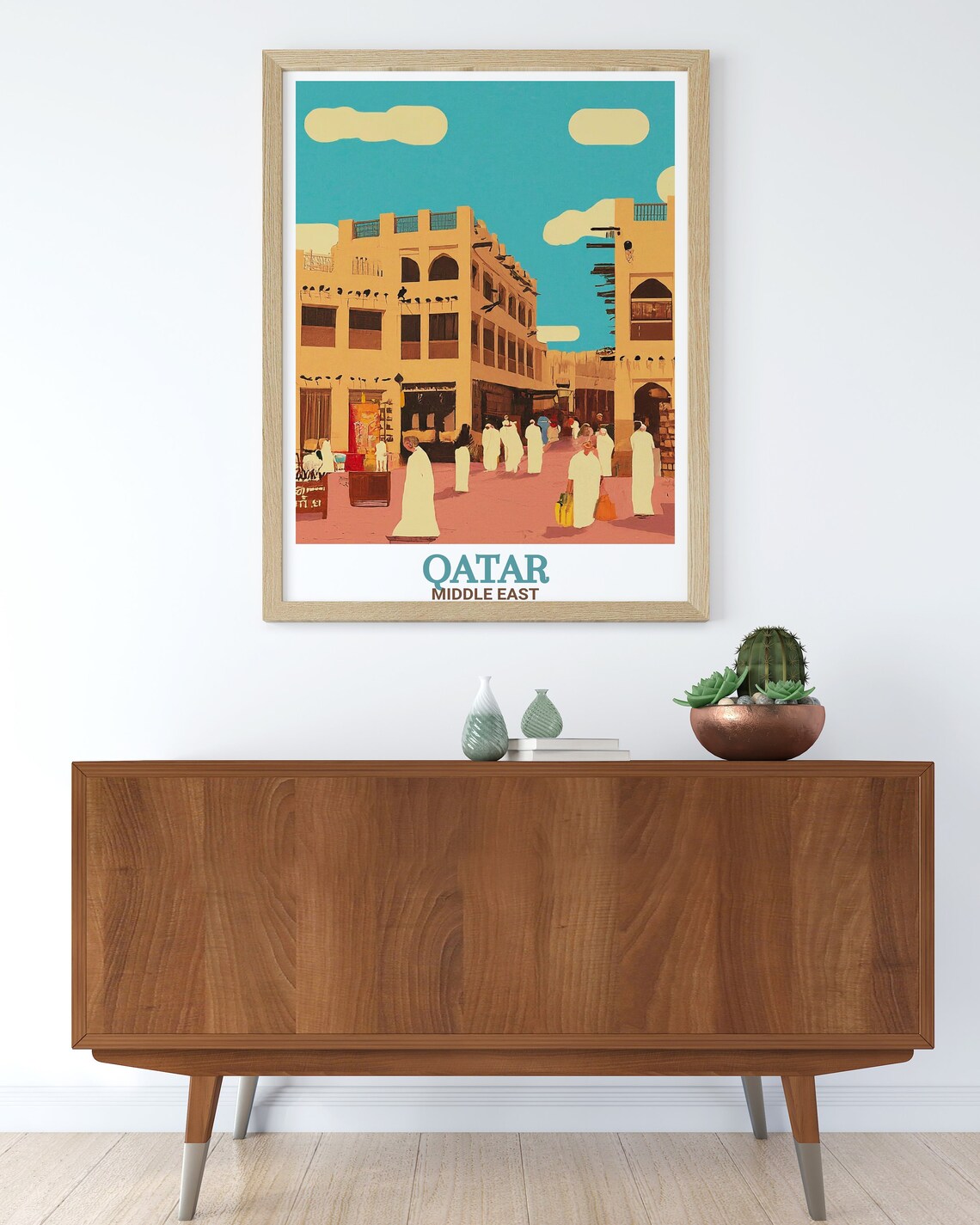 Qatar Middle East Souq Waqif Market Street Scene Travel Poster - Image 2