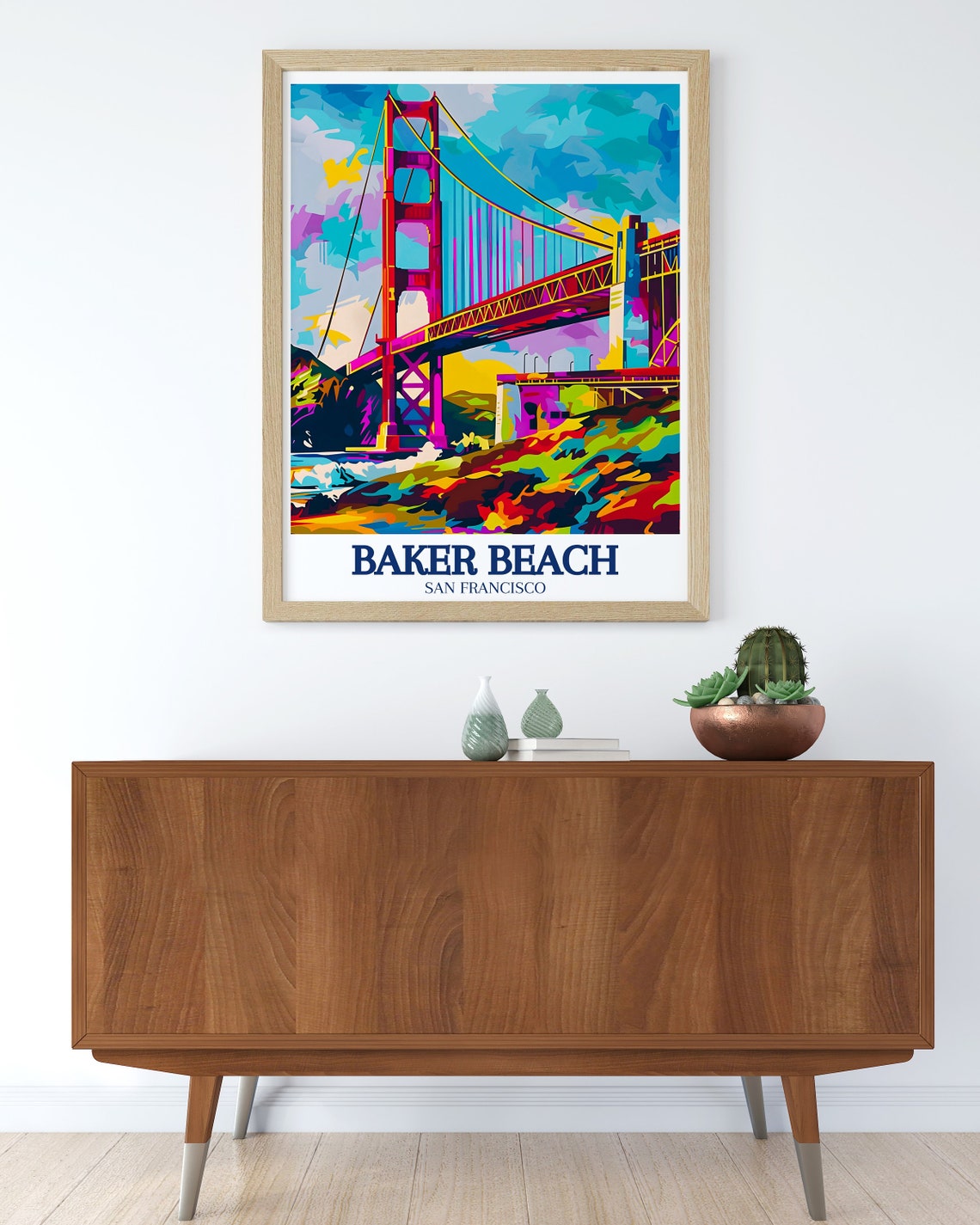 Baker Beach Golden Gate Bridge Poster San Francisco Pop Art Colors - Image 2