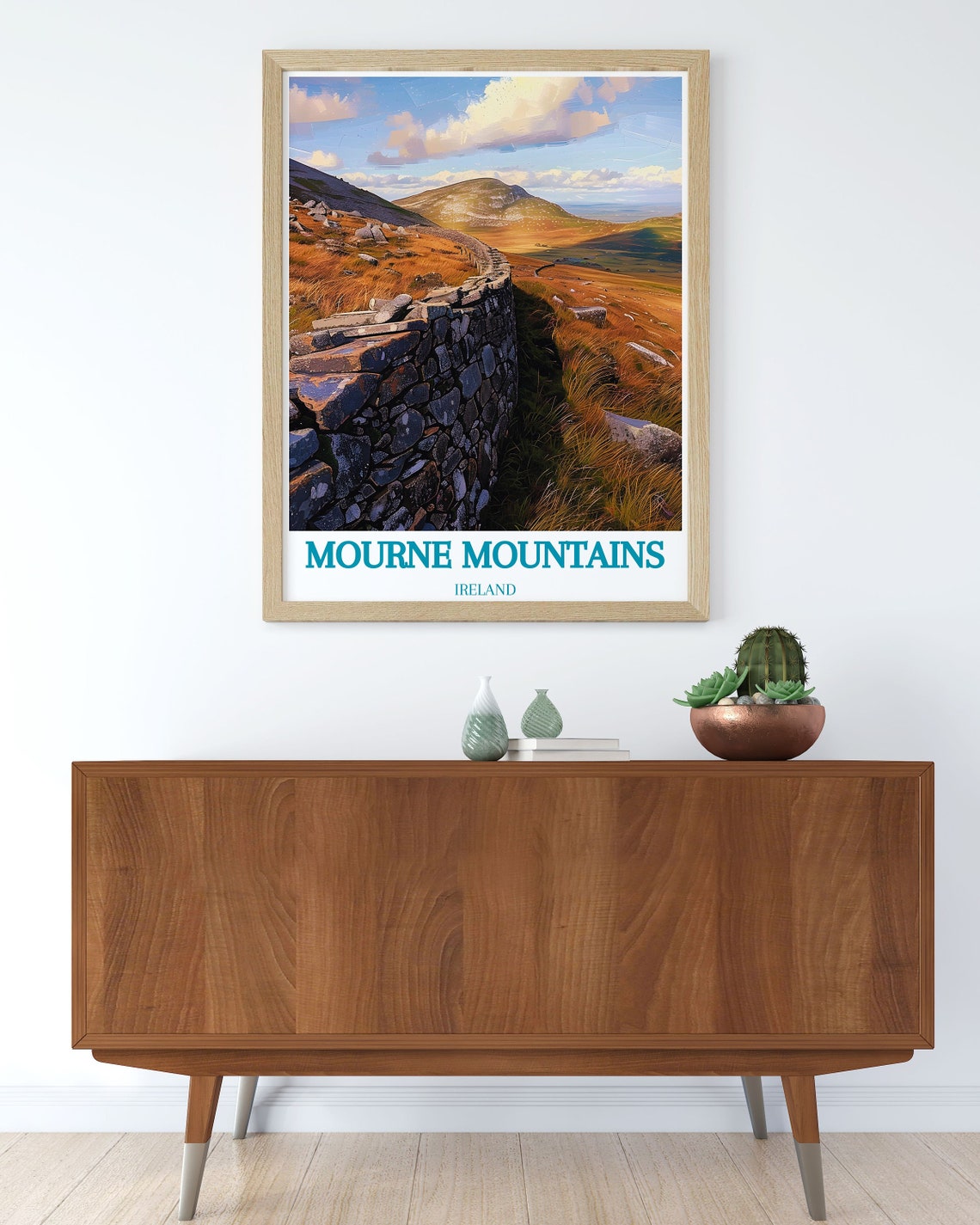 Mourne Mountains Ireland Stone Wall Trail Autumn Hills Poster - Image 2