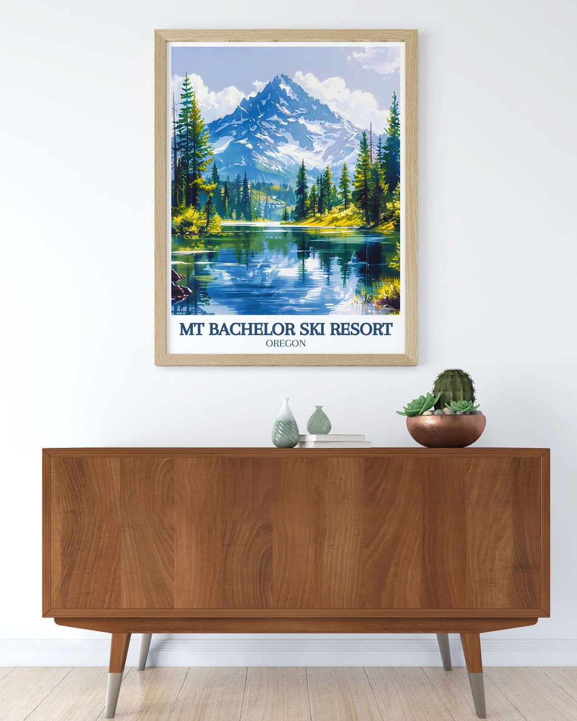 Mt Bachelor Oregon Snowy Peak Poster with Alpine Lake Reflection - Image 2