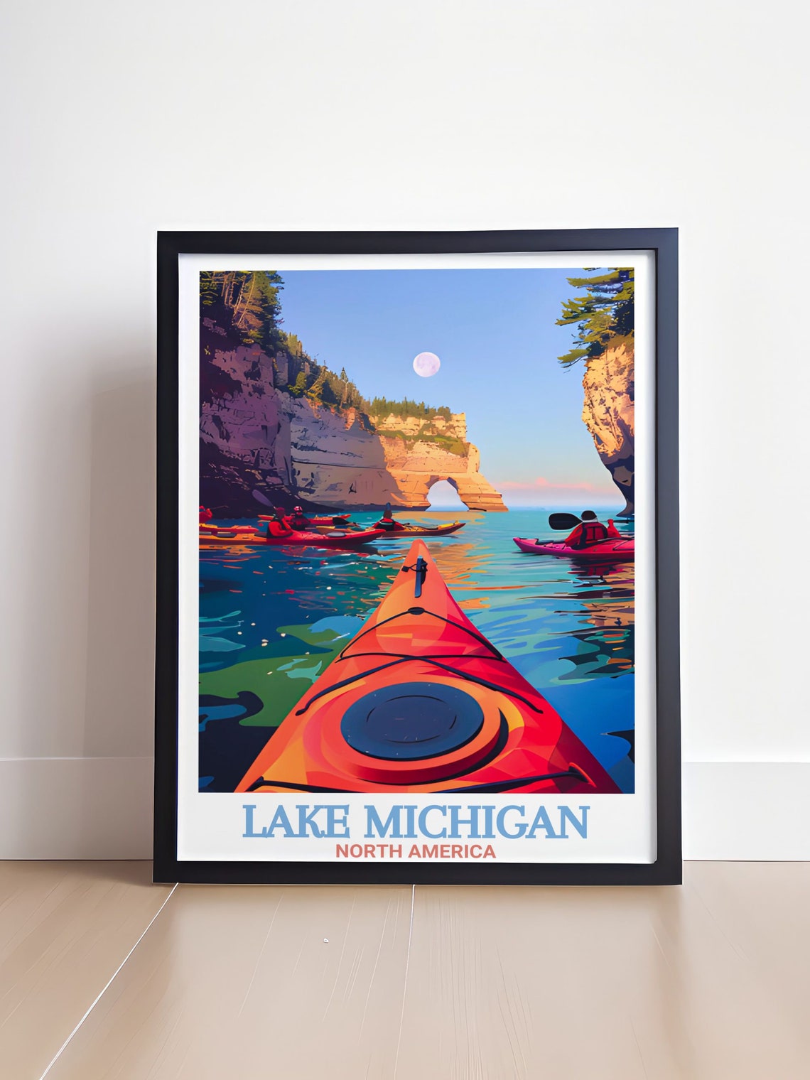 Lake Michigan Pictured Rocks Kayaks Stone Arch Adventure Poster - Image 4