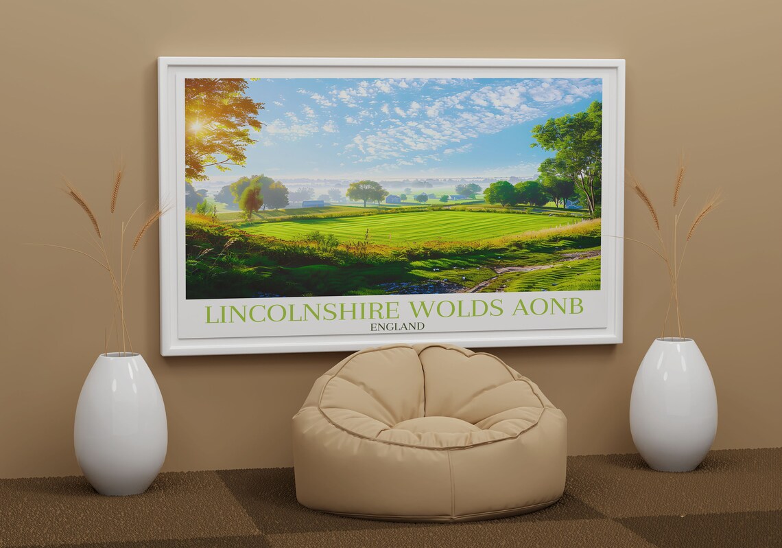 Lincolnshire Wolds Sunrise Farmland Panorama England Travel Poster - Image 3