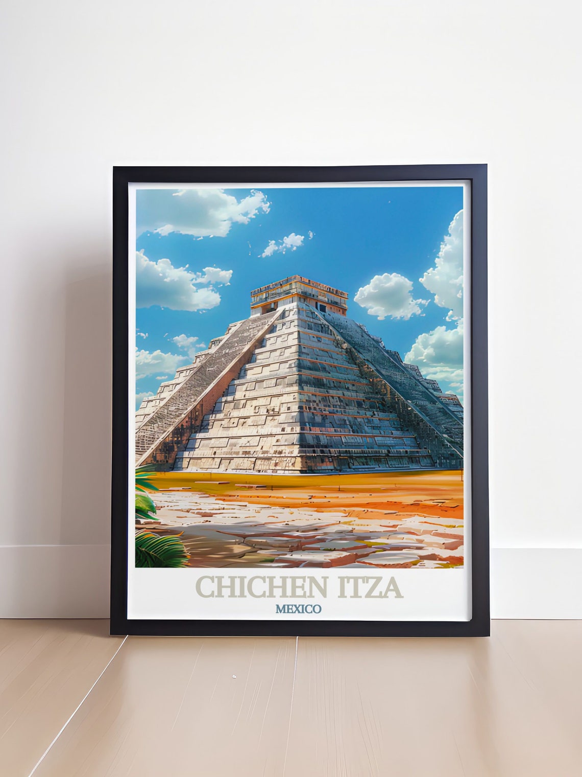 El Castillo Full Pyramid Bright Blue Sky Chichen Itza Poster - Image 4