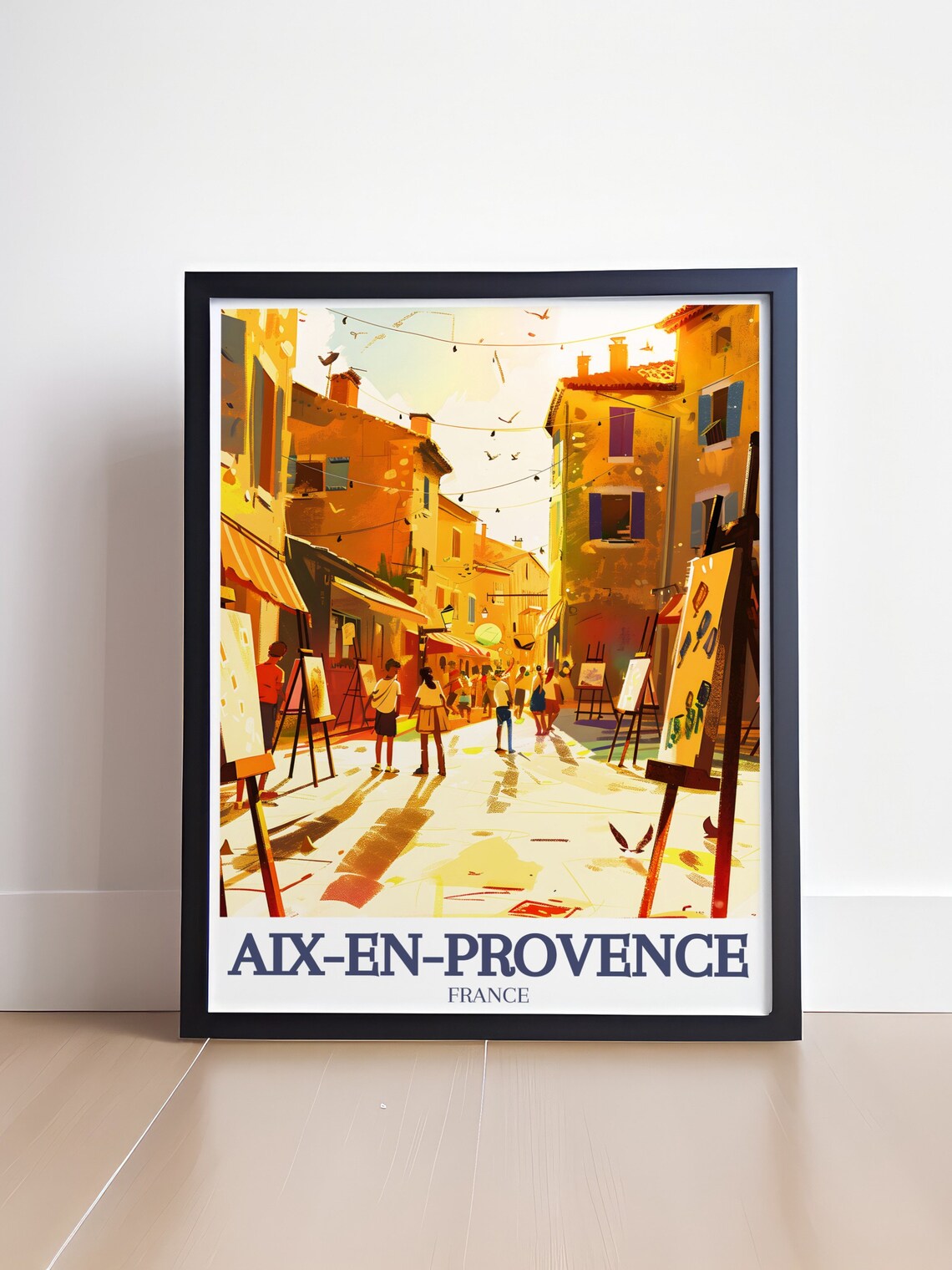 Aix-En-Provence Sunlit Artists Quarter Easels Street France Poster - Image 4