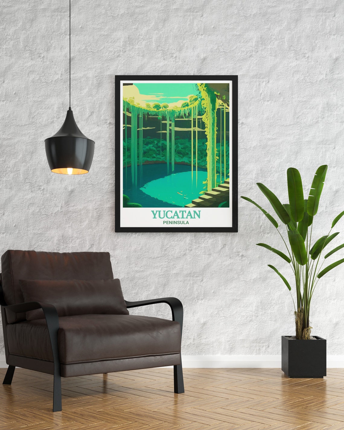 Yucatan Peninsula Sunlit Jungle Cenote Sinkhole Travel Poster - Image 3
