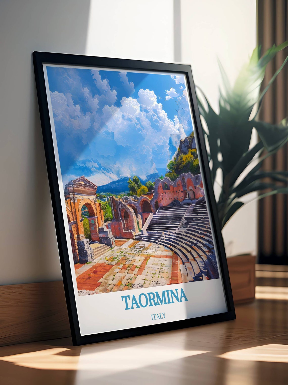 Taormina Italy Ancient Greek Theatre Sunlit Stone Steps Poster - Image 2