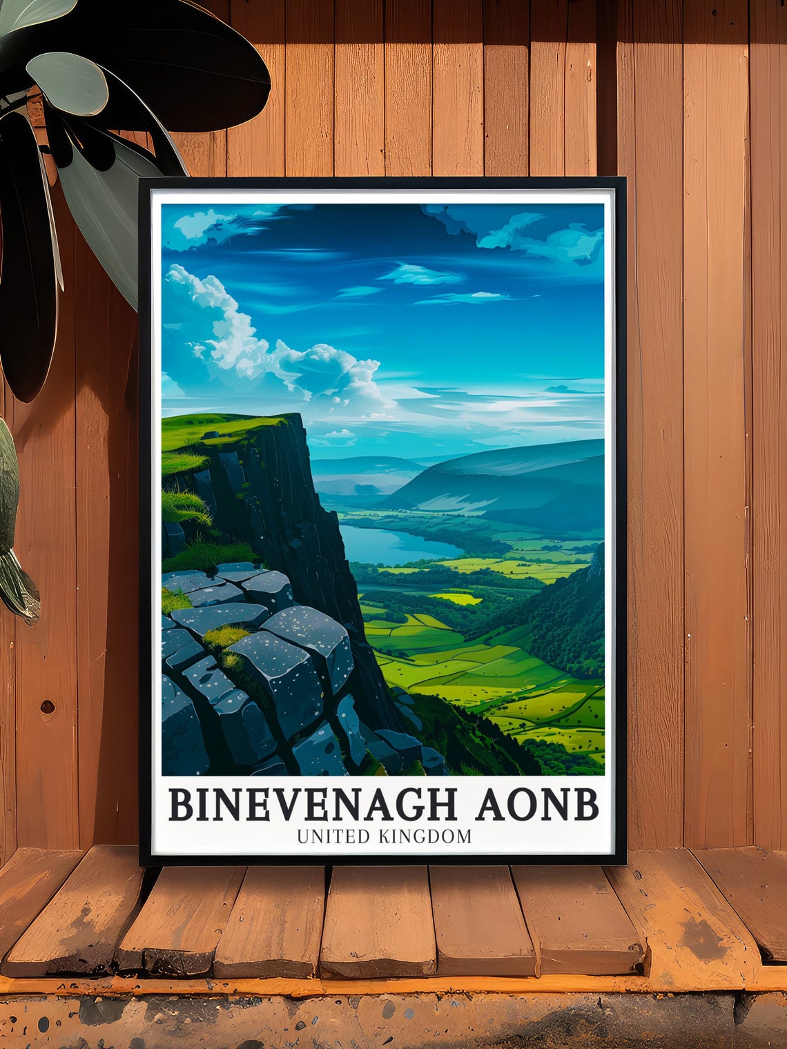 Binevenagh AONB Basalt Column Cliff Green Valley Vista Poster - Image 2