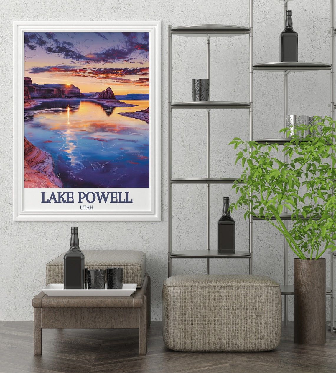 Lake Powell Utah Sunset Reflection Travel Photography Poster - Image 3