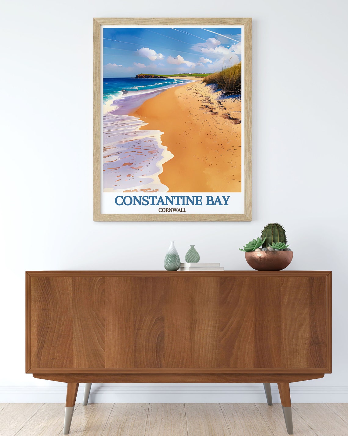 Constantine Bay Cornwall Golden Sandy Beach Seaside Travel Poster - Image 3