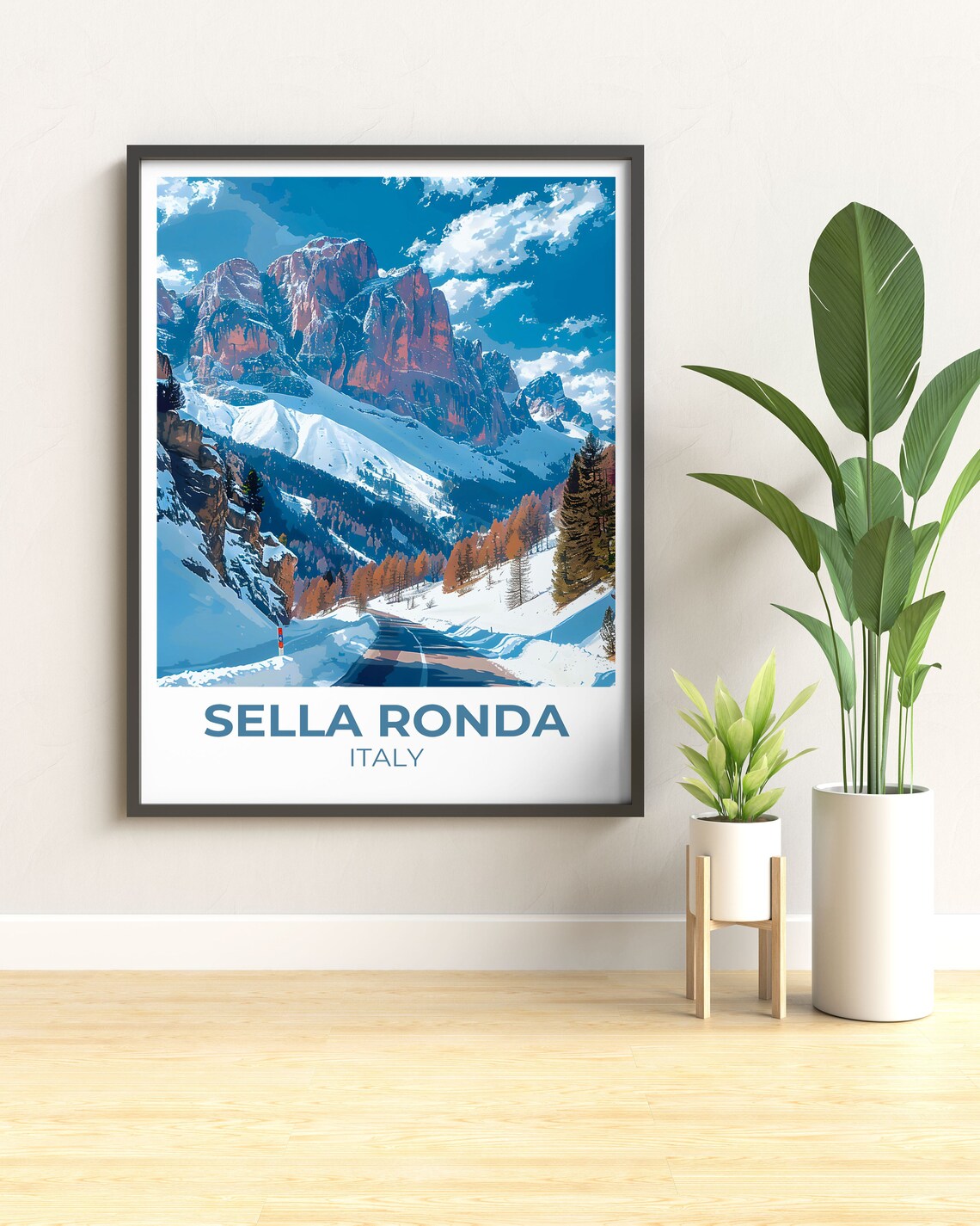 Sella Ronda Italy Snowy Alpine Road Dolomites Peaks Travel Poster - Image 3
