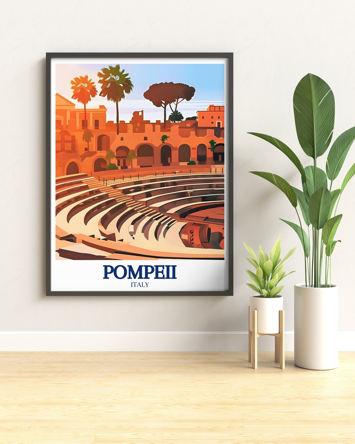 Pompeii Italy Ancient Amphitheatre Sunset Ruins Travel Poster - Image 3