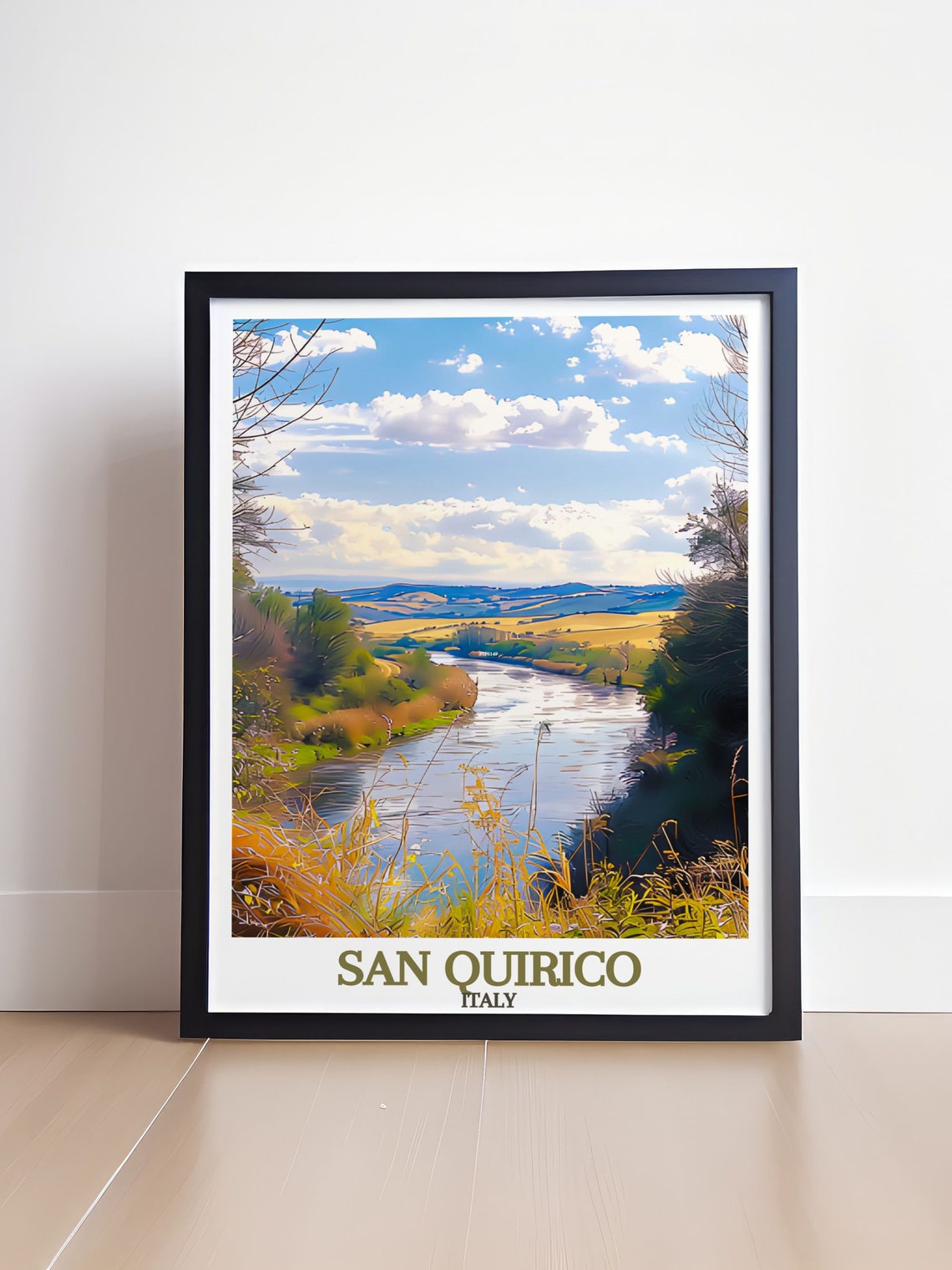 San Quirico d'Orcia River Countryside Landscape Travel Poster Italy - Image 4