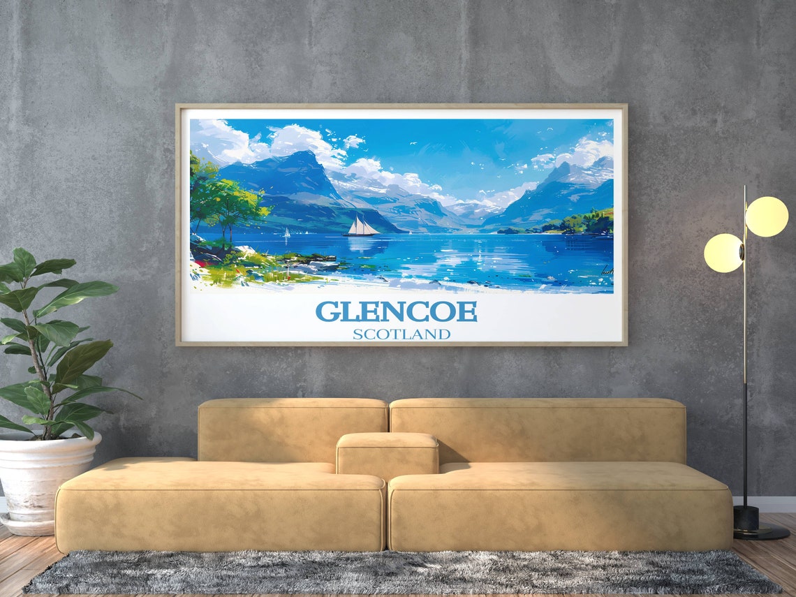 Glencoe Scotland Mountain Lake Sailboats Summer Travel Poster - Image 3