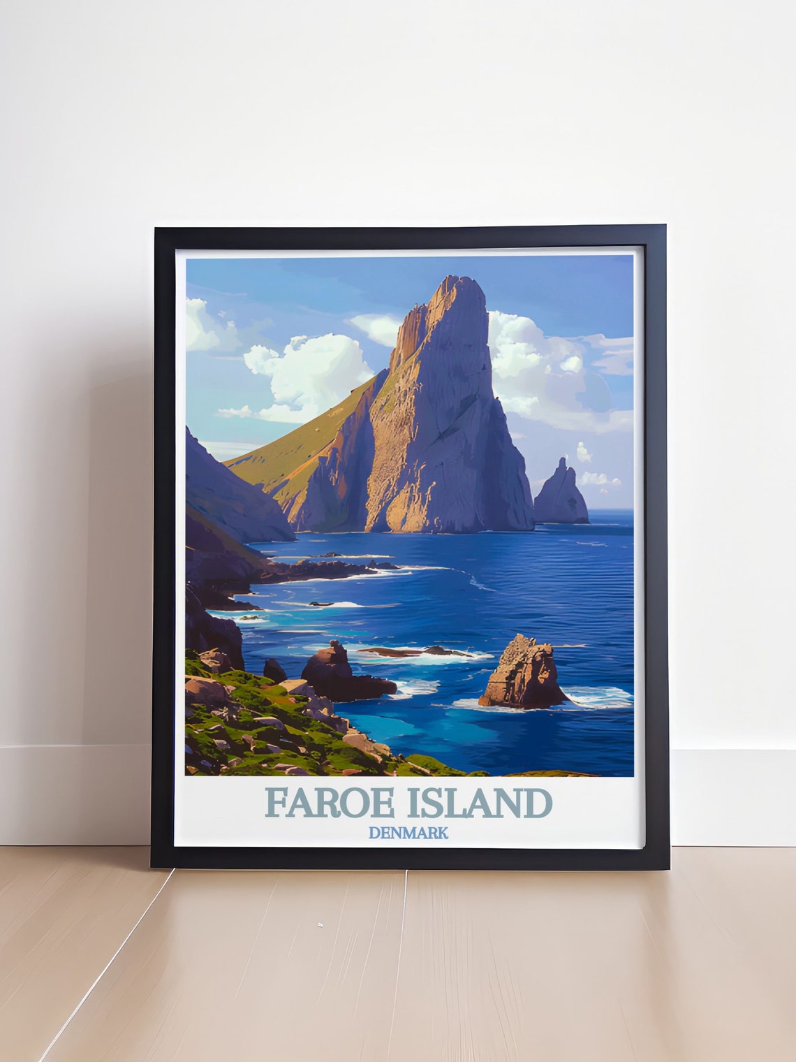 Faroe Islands Dramatic Sea Stack Cliffs Rugged Ocean Travel Poster - Image 4