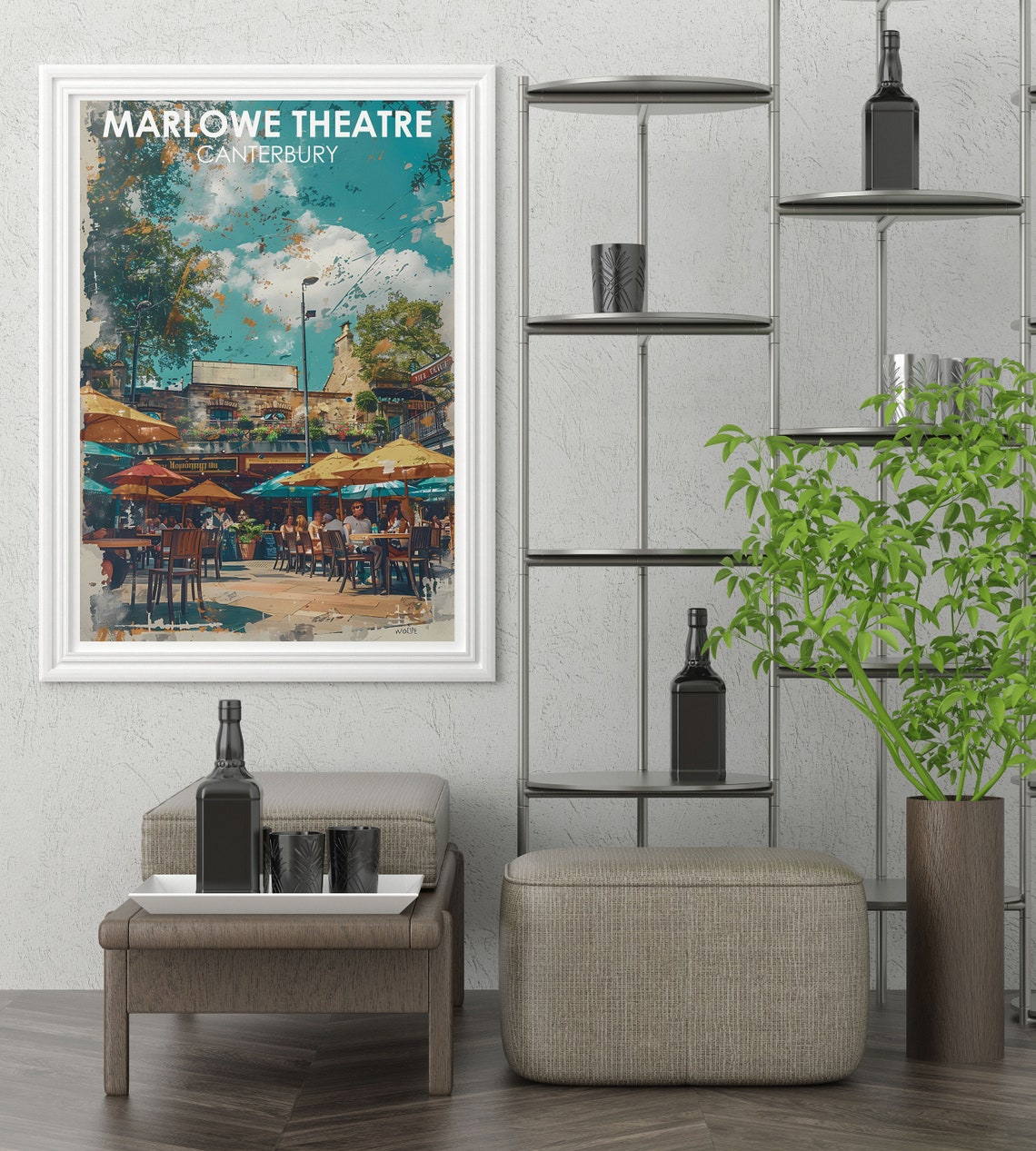 Marlowe Theatre Canterbury Vintage Outdoor Cafe Scene Poster - Image 4