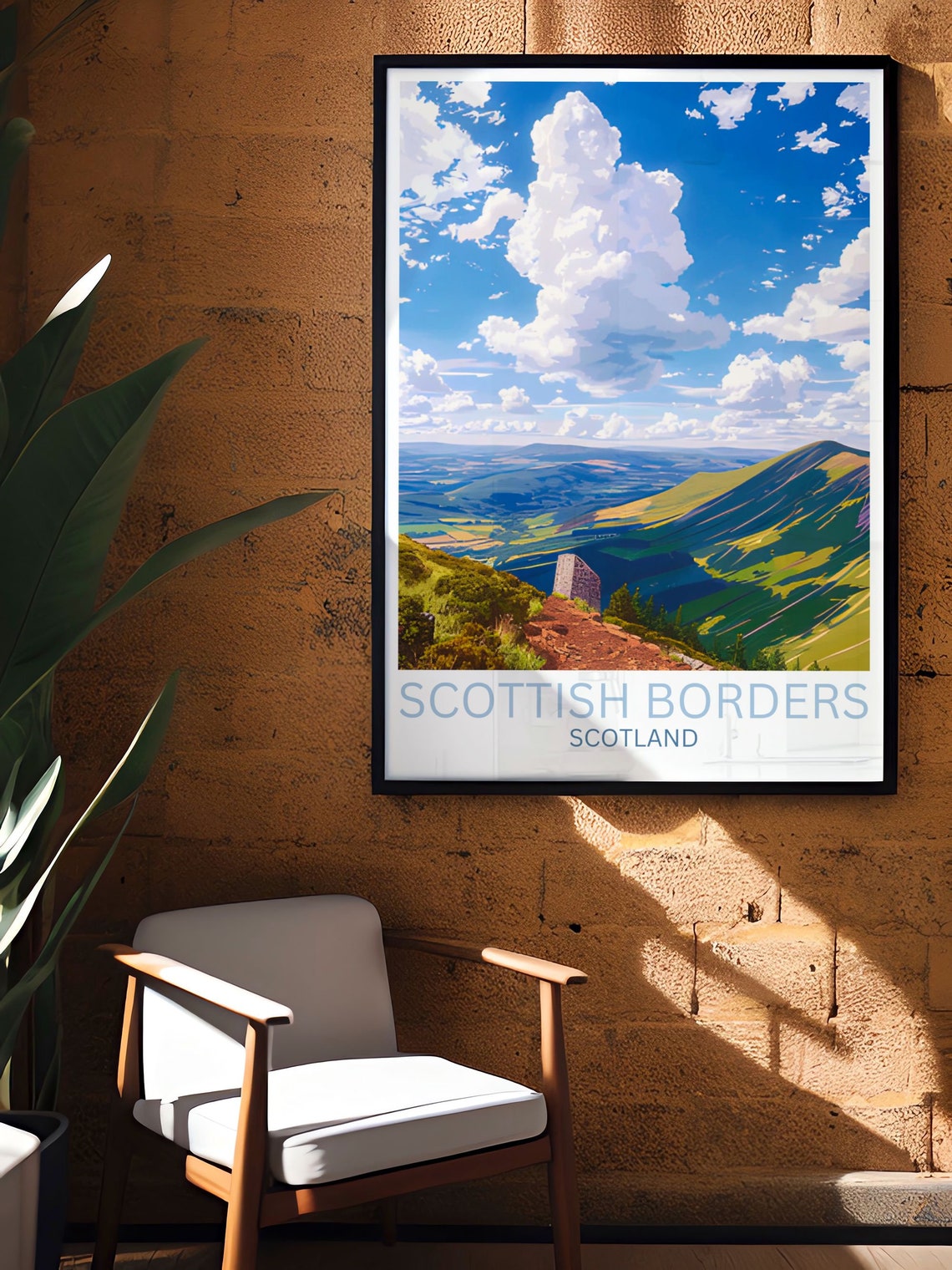 Scottish Borders Scotland Eildon Hills Summit Panorama Vista Poster - Image 2
