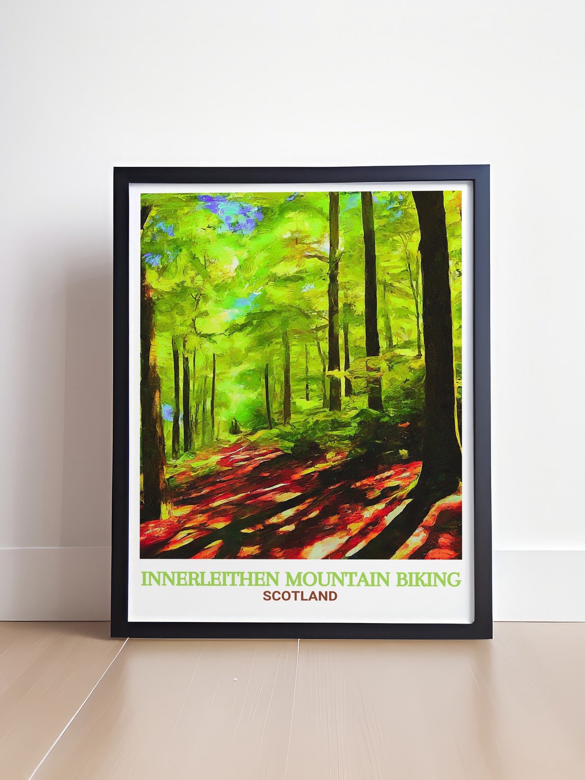Innerleithen Glen Tress Forest Sunlit Trail Scotland Travel Poster - Image 4