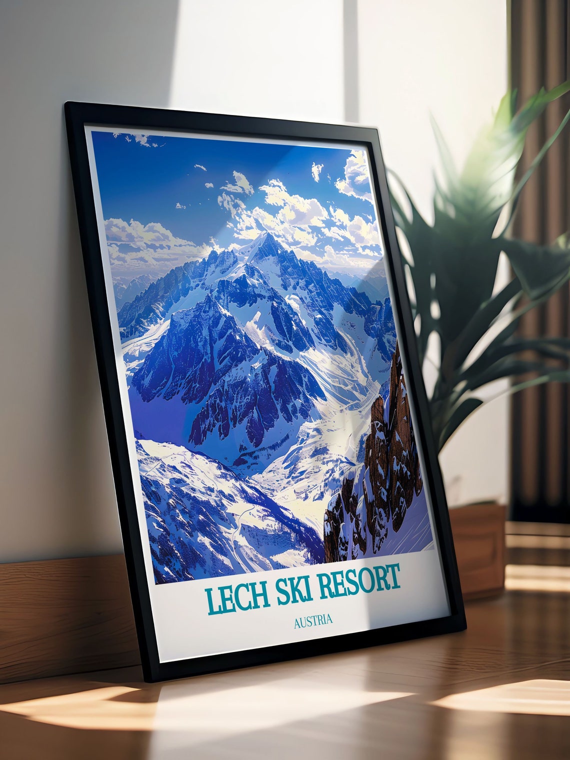 Lech Ski Resort Austria Snowy Alpine Peaks Winter Scene Poster - Image 2