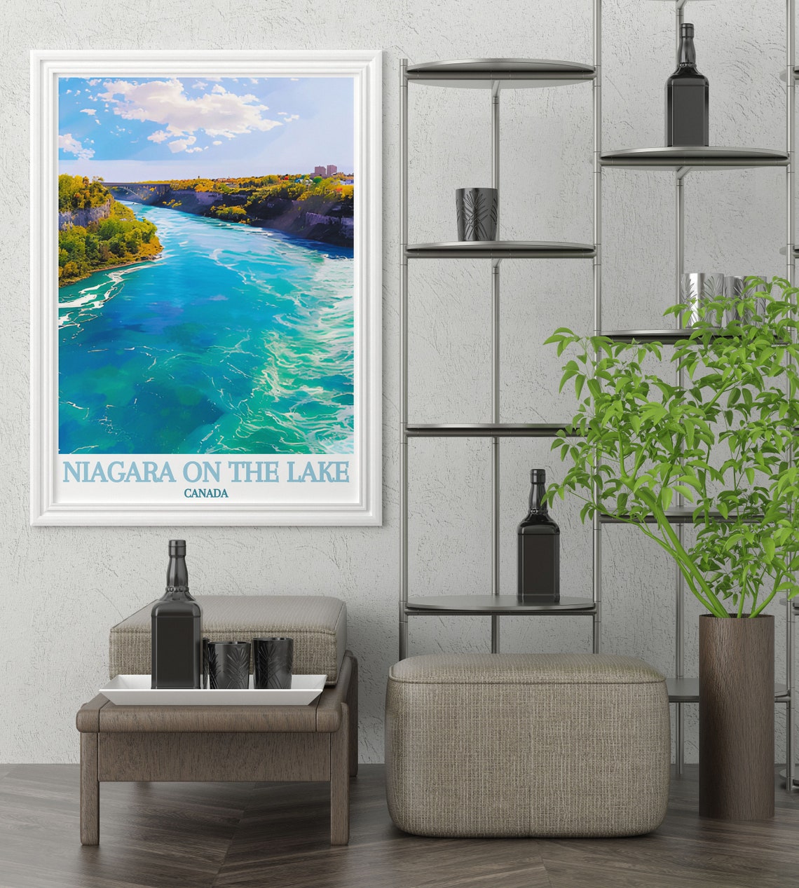 Niagara River Canada Turquoise Rapids and Autumn Banks Aerial Poster - Image 2