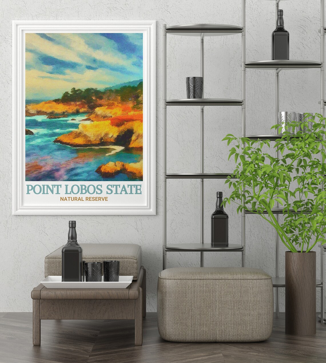 Point Lobos State Natural Reserve China Cove Vintage Travel Poster - Image 2