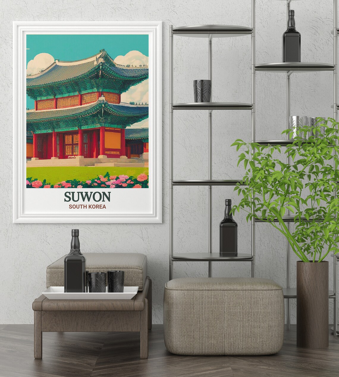 Suwon Hwaseong Haenggung Palace Pavilion Blooming Garden Poster - Image 3