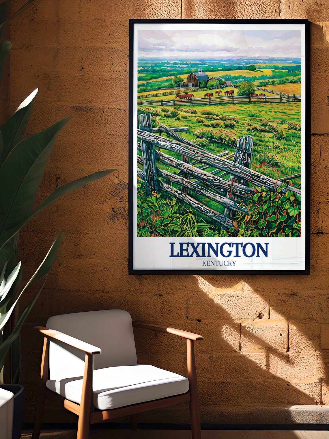 Lexington Kentucky Bluegrass Horse Farm Paddock Barn Travel Poster - Image 3