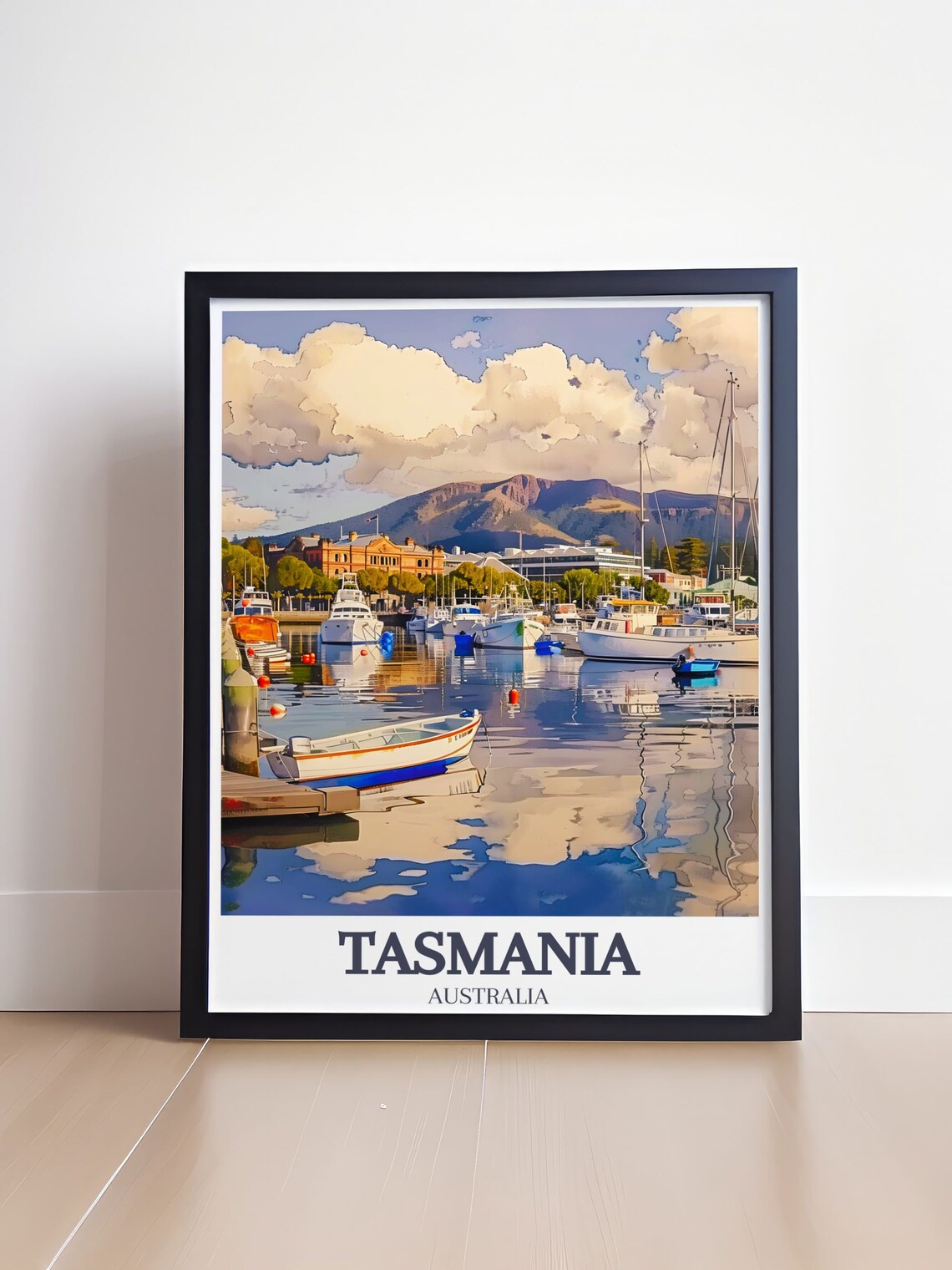 Tasmania Australia Hobart Harbor Sailboats Mountain Travel Poster - Image 4