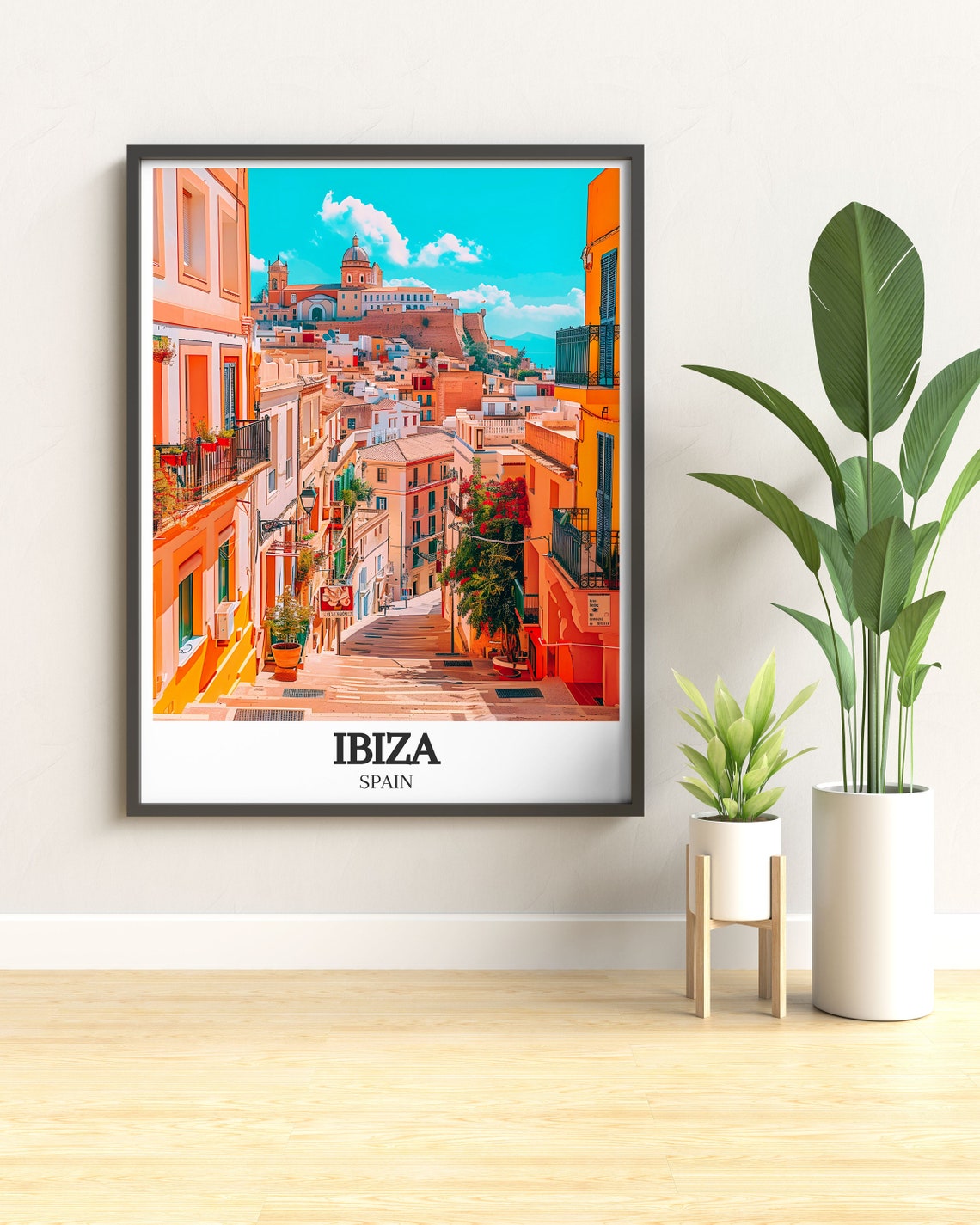 Ibiza Dalt Vila Old Town Cobbled Street Up to Cathedral Poster - Image 3