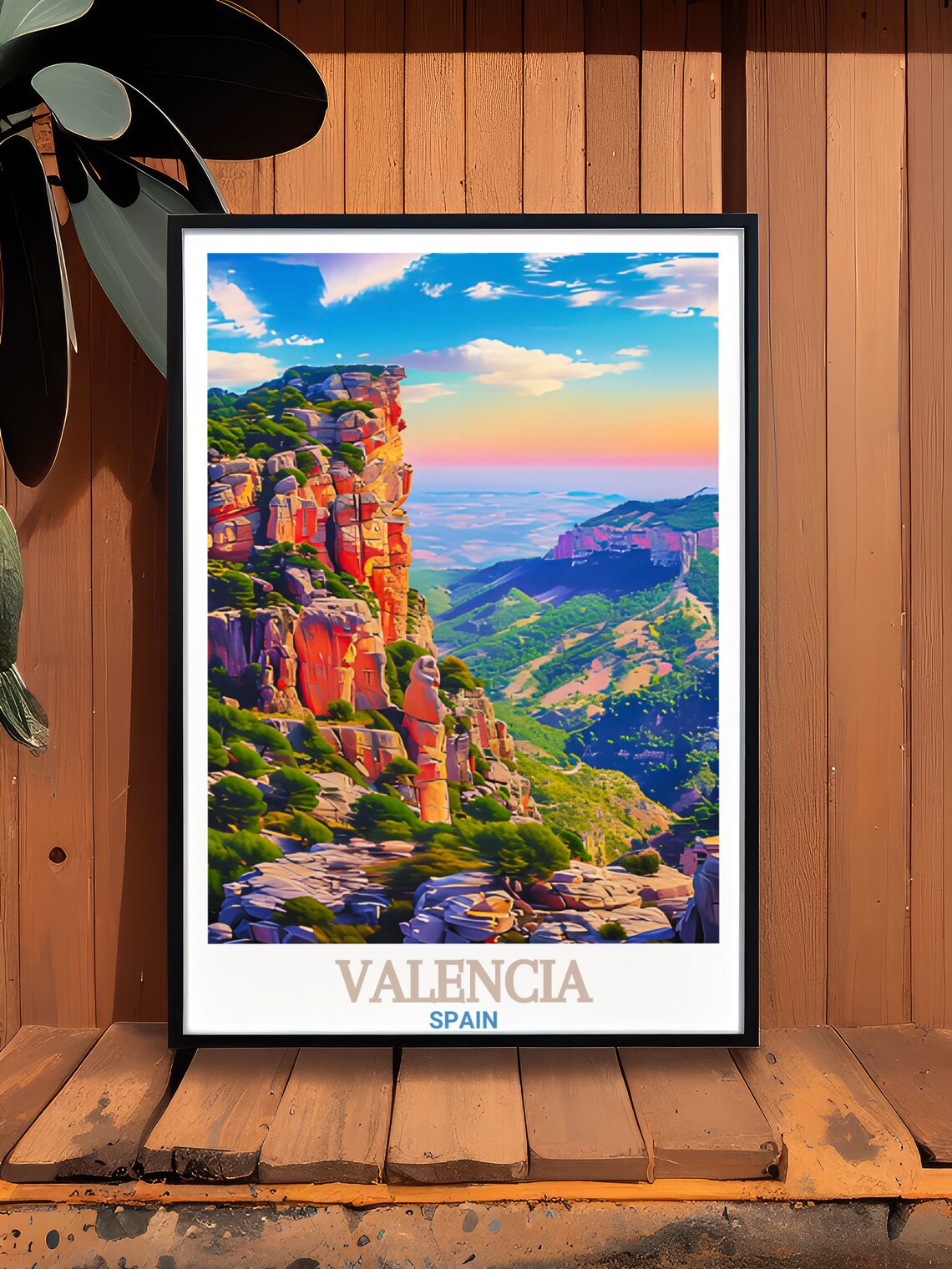 Valencia Spain El Garbi Cliffs Golden Sunset Valley Overlook Poster - Image 2
