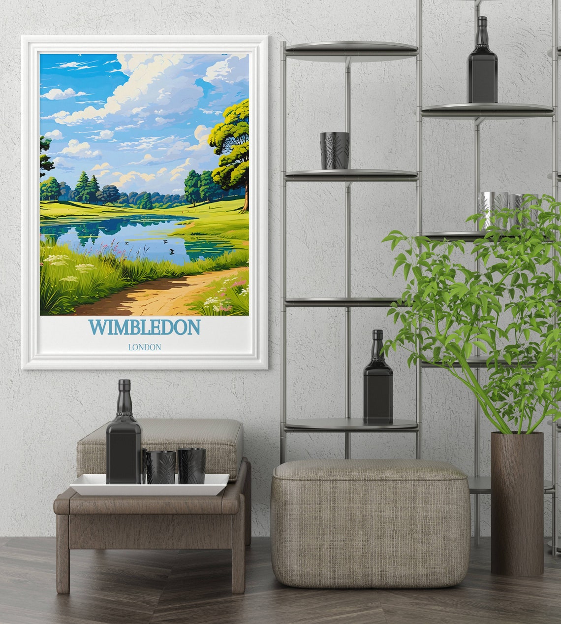Wimbledon London Park Pond Ducks Green Meadows Travel Poster - Image 3