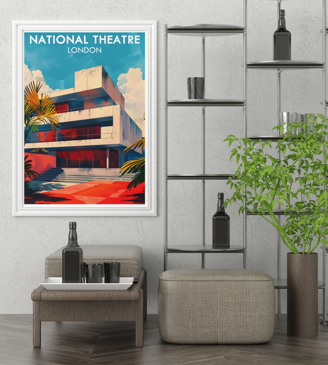 National Theatre London Facade Poster With Brutalist Concrete Building - Image 3
