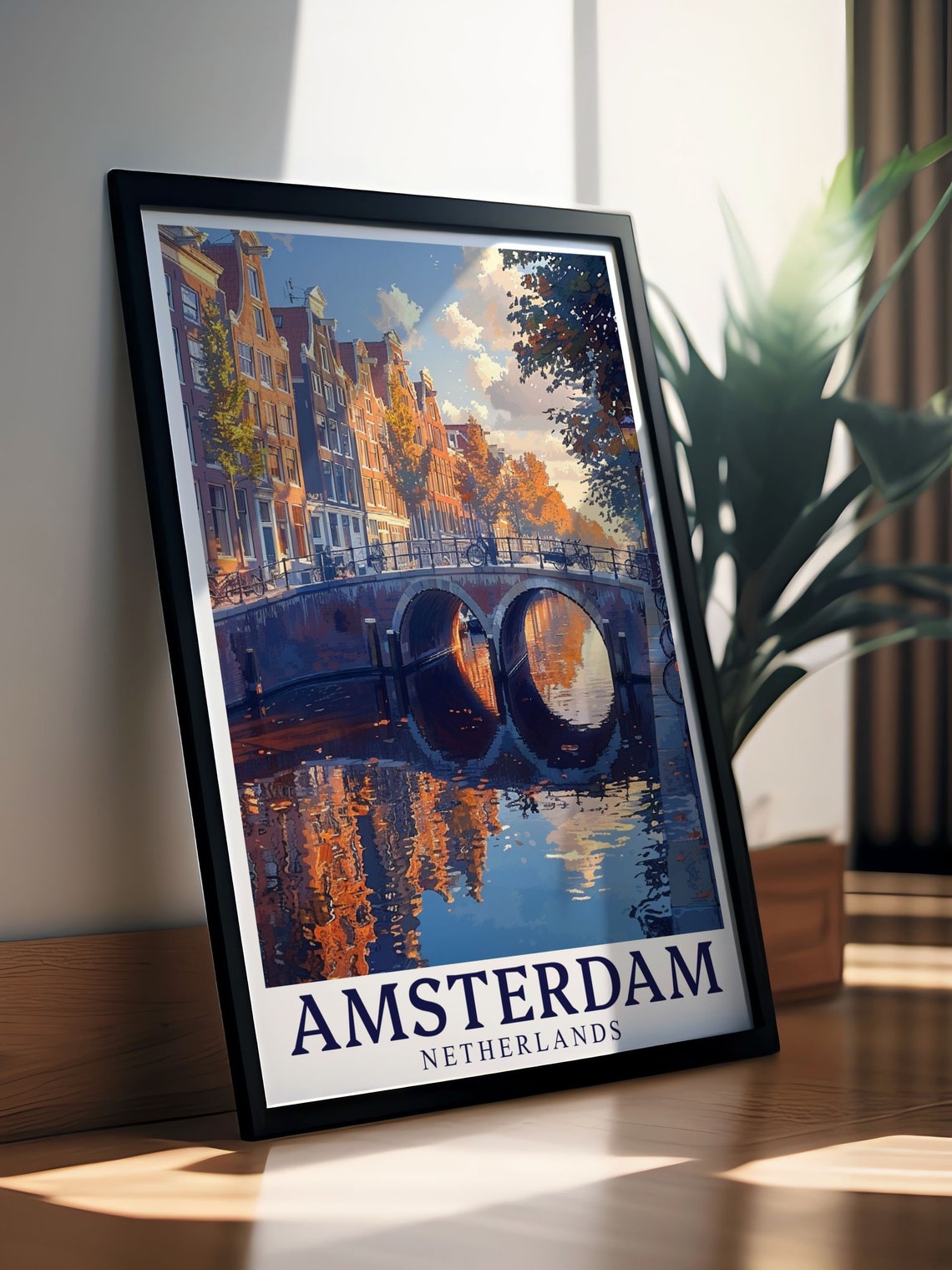 Amsterdam Canal Arch Bridge Poster at Sunset in the Netherlands - Image 3