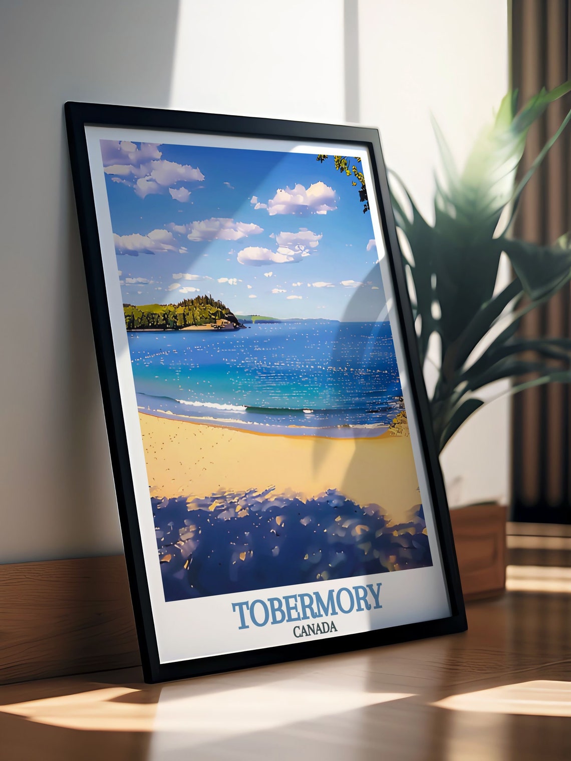 Tobermory Canada Sunny Sandy Beach with Turquoise Bay Poster - Image 2
